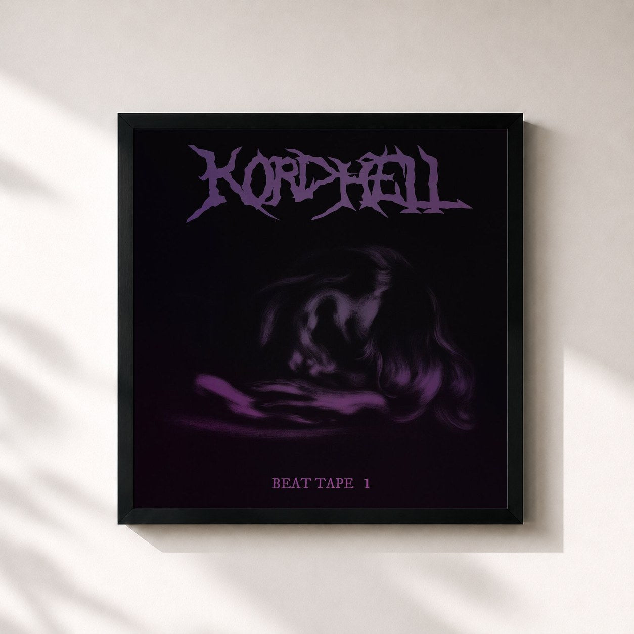 #noir Tableau carré de l'album Beat Tape 1 de Kordhell, cadre noir 32x32 cm