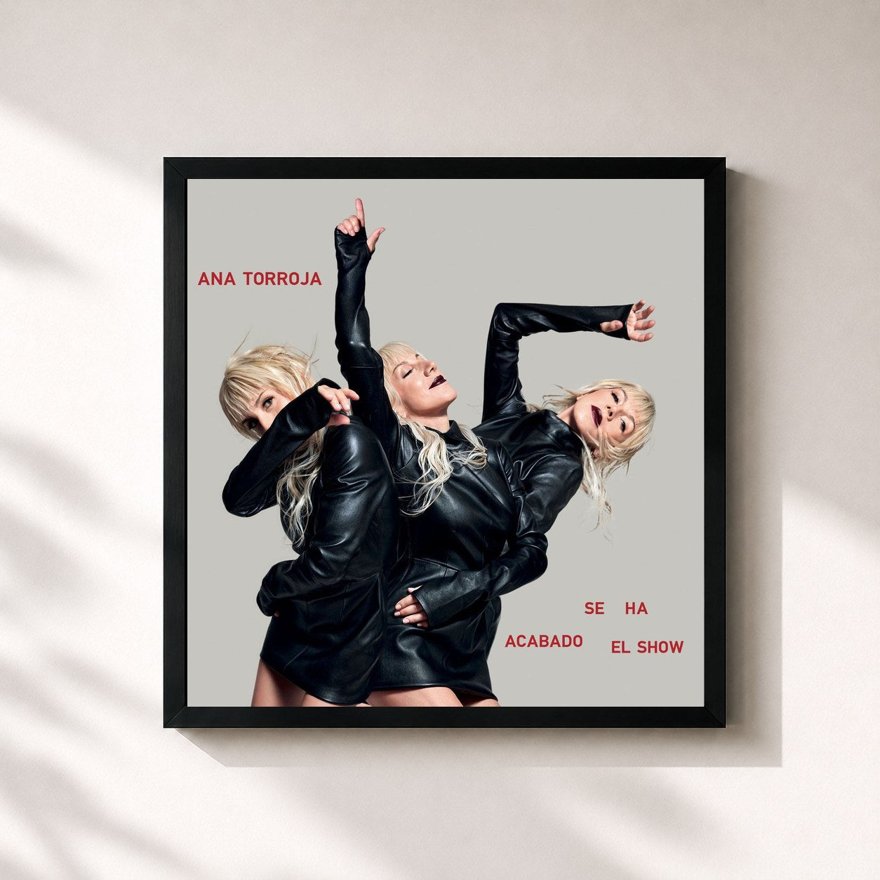 #noir Tableau carré de l'album Se Ha Acabado El Show de Ana Torroja, cadre noir 32x32 cm