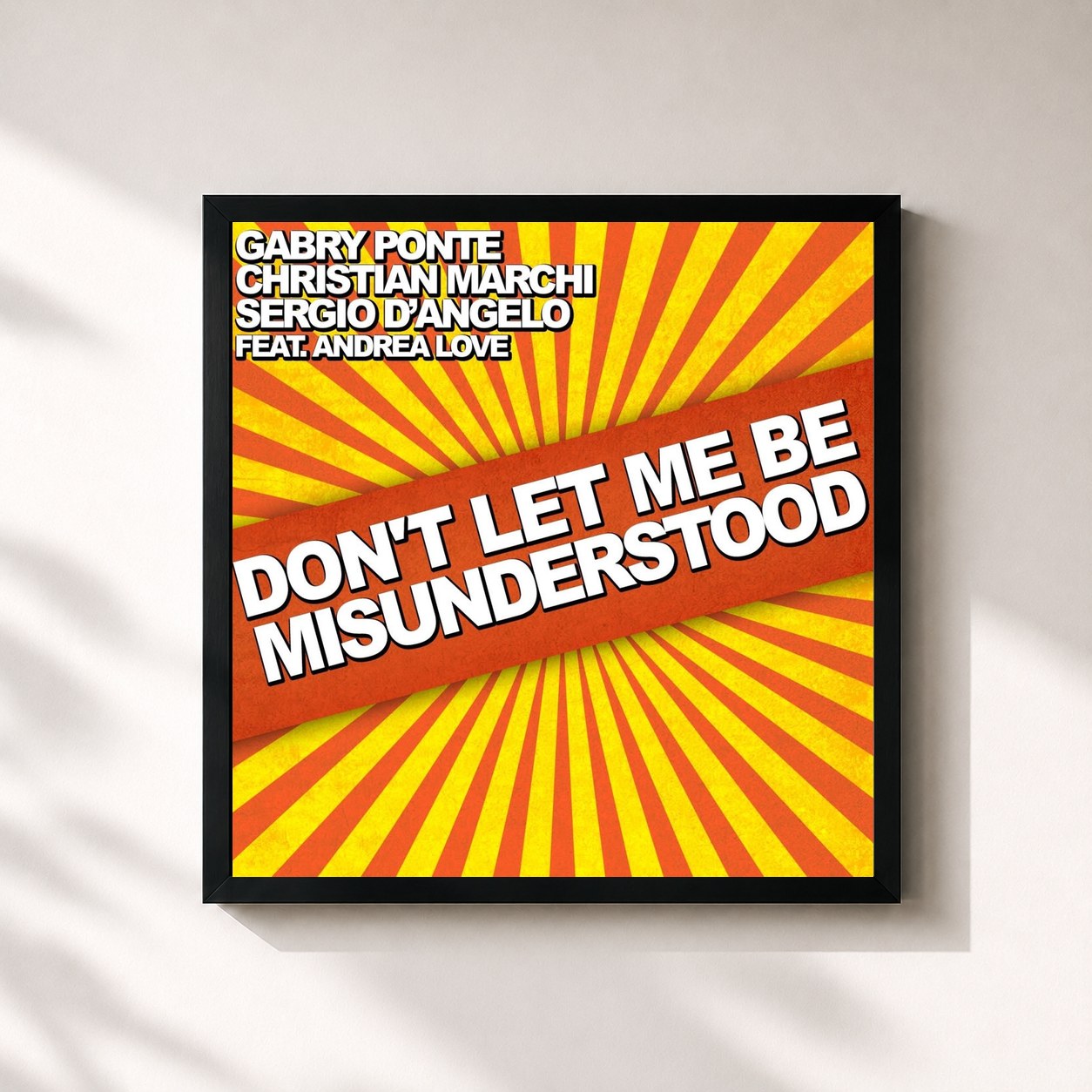 #noir Tableau carré de l'album Don't Let Me Be Misunderstood de Gabry Ponte, cadre noir 32x32 cm