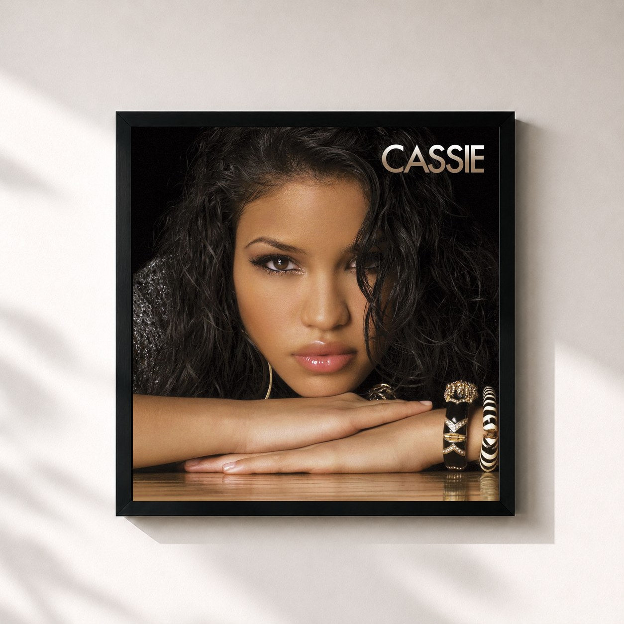 #noir Tableau carré de l'album Cassie (U.S. Version) de Cassie, cadre noir 32x32 cm