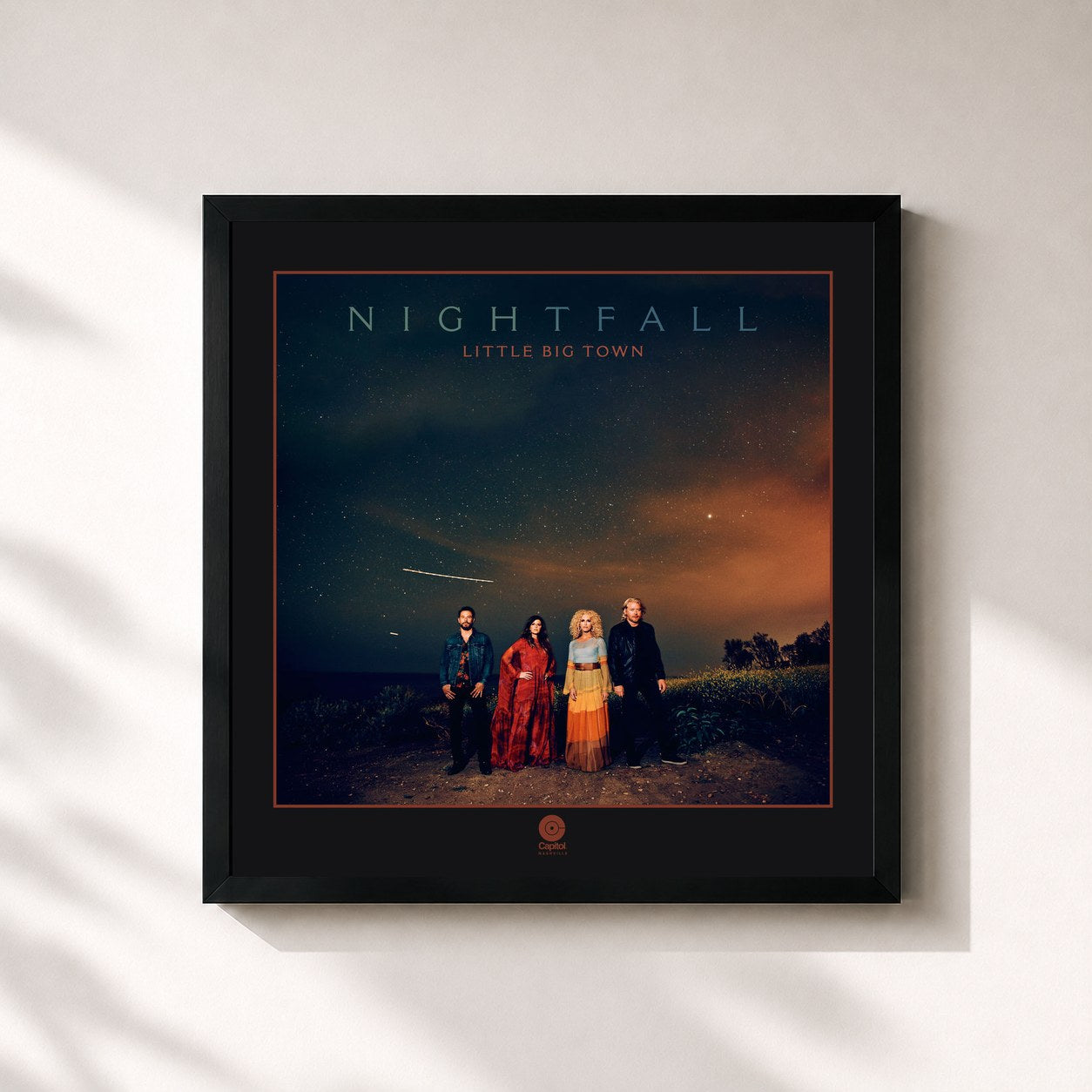 #noir Tableau carré de l'album Nightfall de Little Big Town, cadre noir 32x32 cm