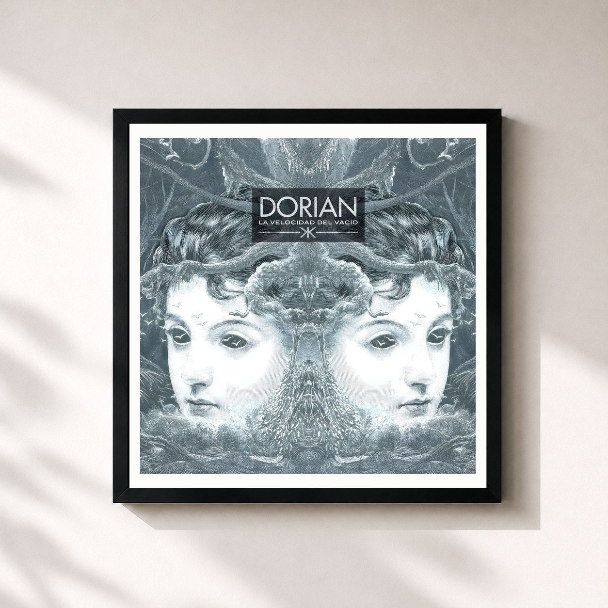 #noir Tableau carré de l'album La Velocidad Del Vacío de Dorian, cadre noir 32x32 cm