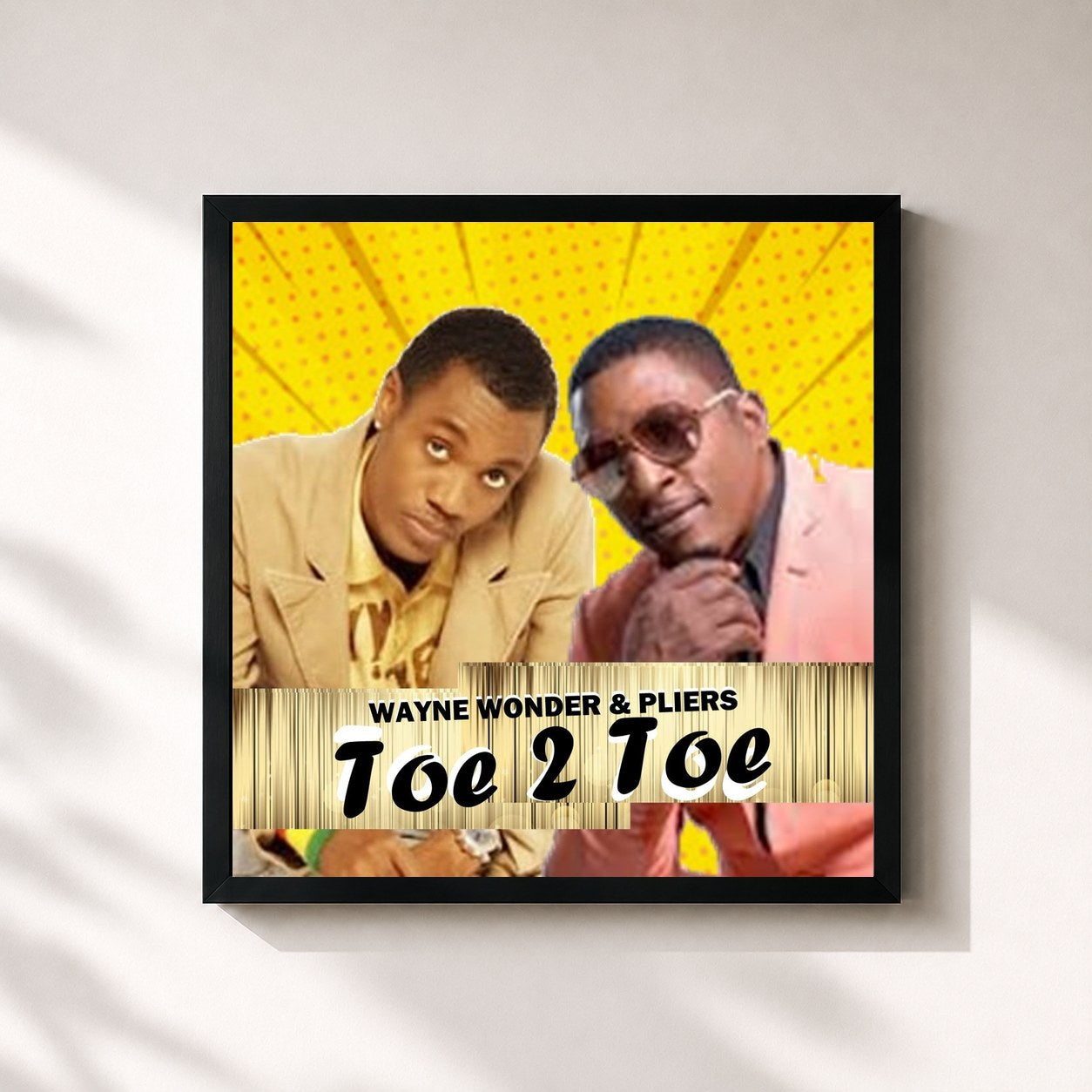 #noir Tableau carré de l'album Toe 2 Toe de Wayne Wonder, cadre noir 32x32 cm