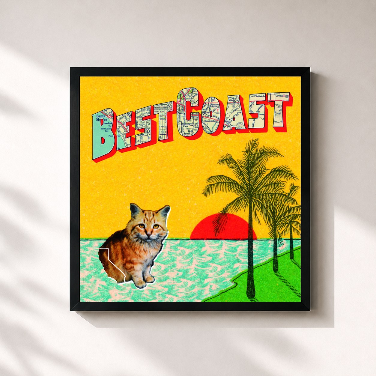 #noir Tableau carré de l'album Crazy For You de Best Coast, cadre noir 32x32 cm