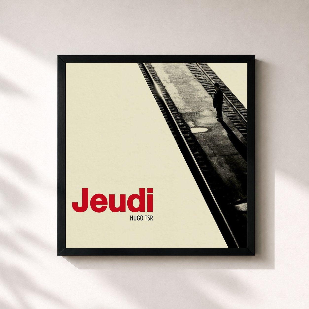 #noir Tableau carré de l'album Jeudi de Hugo TSR, cadre noir 32x32 cm