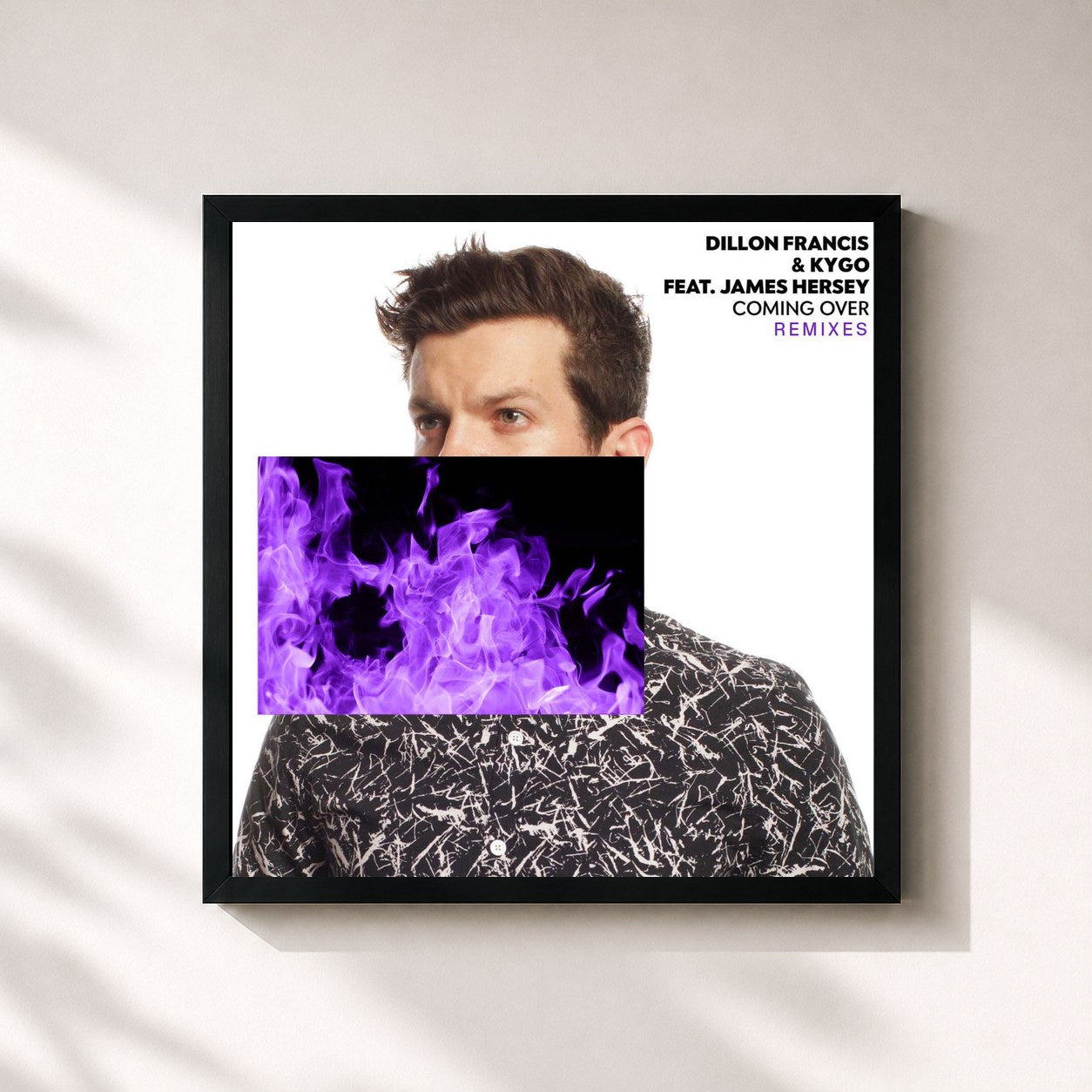 #noir Tableau carré de l'album Coming Over (Remixes) (feat. James Hersey) de Dillon Francis, cadre noir 32x32 cm
