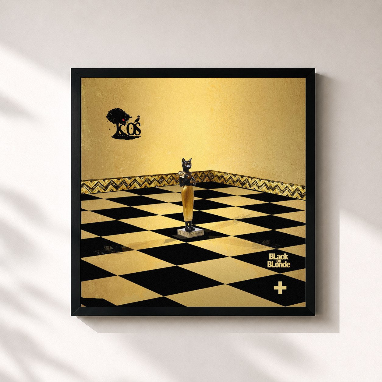 #noir Tableau carré de l'album BLack On BLonde+ de k-os, cadre noir 32x32 cm