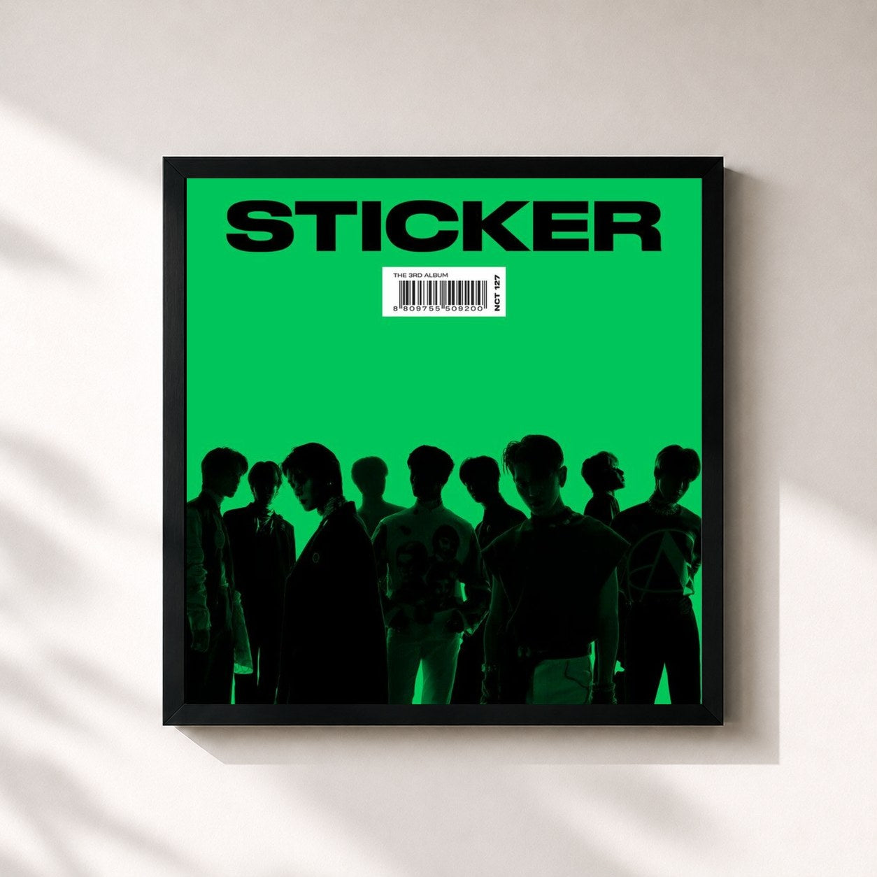 #noir Tableau carré de l'album Sticker - The 3rd Album de NCT 127, cadre noir 32x32 cm