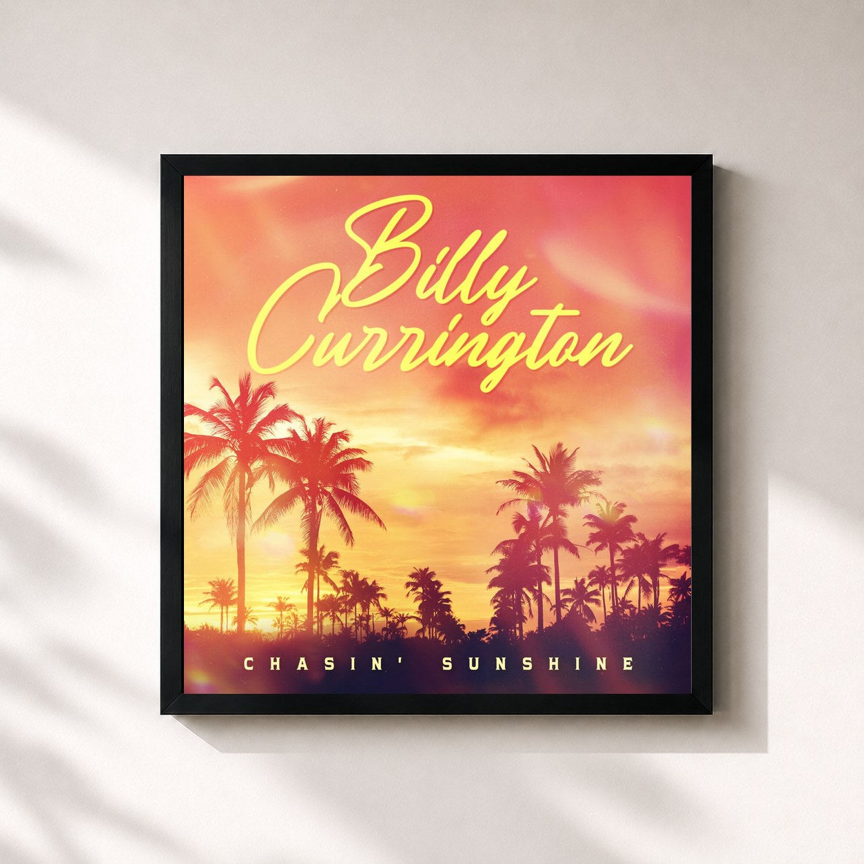#noir Tableau carré de l'album Chasin' Sunshine de Billy Currington, cadre noir 32x32 cm