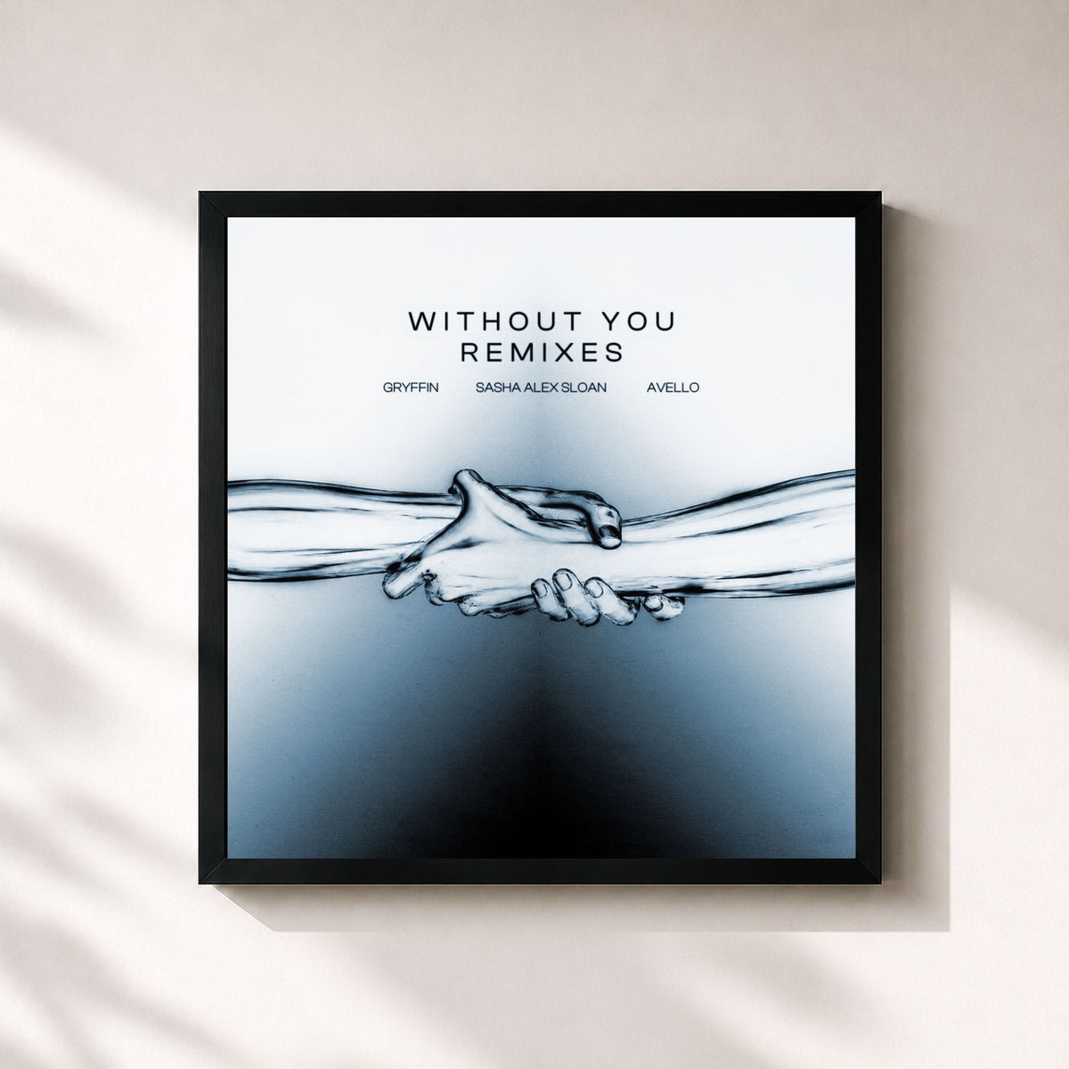 #noir Tableau carré de l'album Without You (Remixes) de Gryffin, cadre noir 32x32 cm