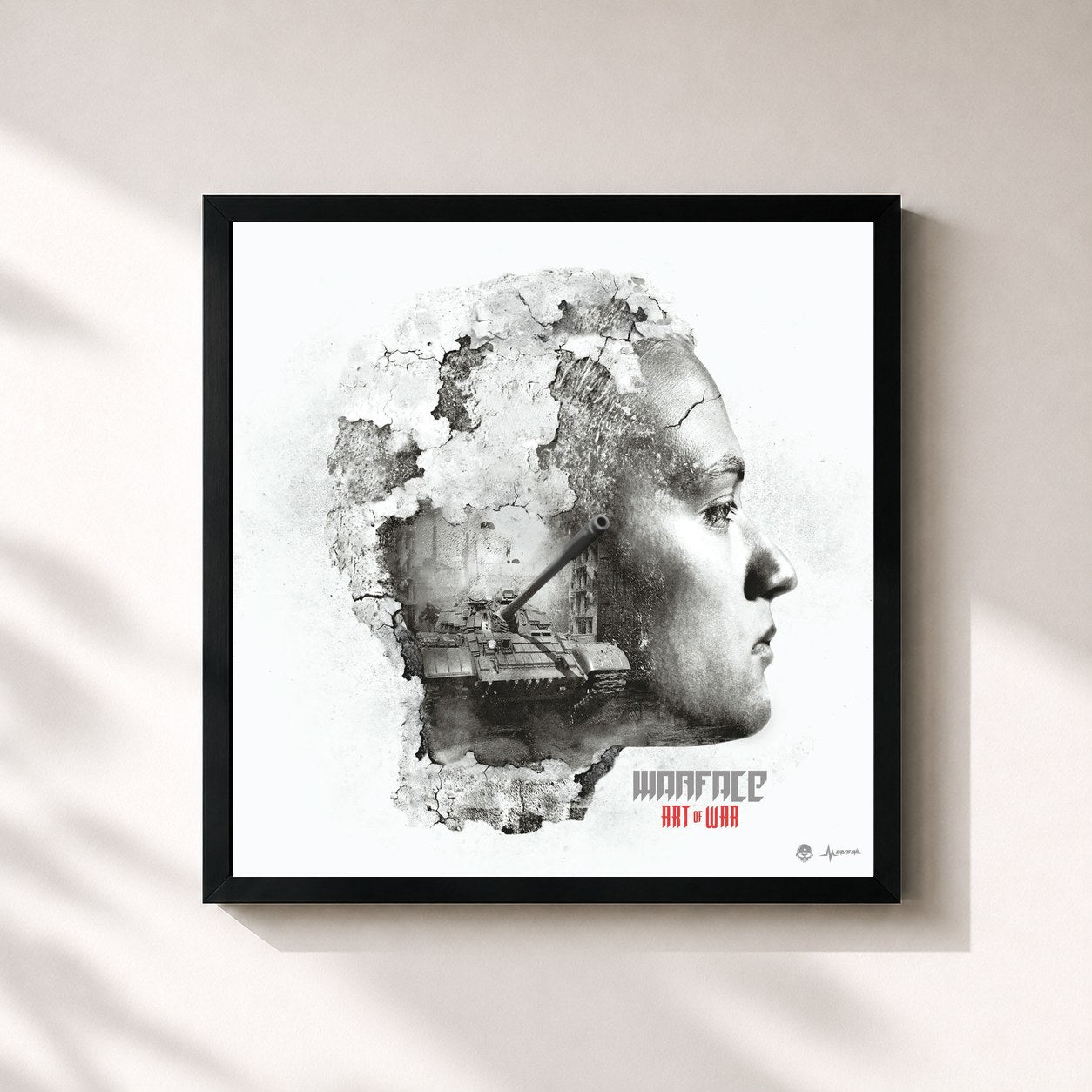 #noir Tableau carré de l'album Art Of War de Warface, cadre noir 32x32 cm