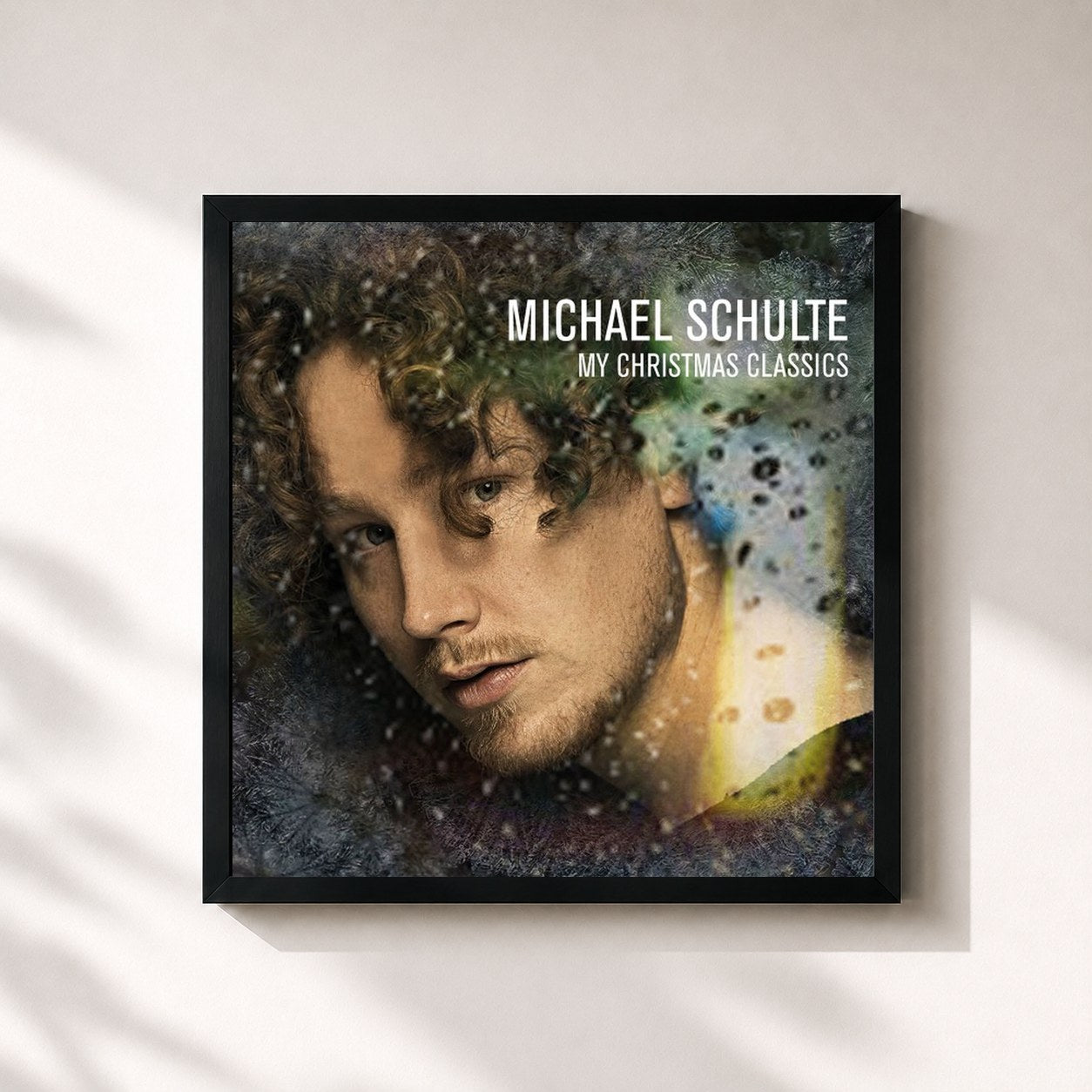 #noir Tableau carré de l'album My Christmas Classics de Michael Schulte, cadre noir 32x32 cm