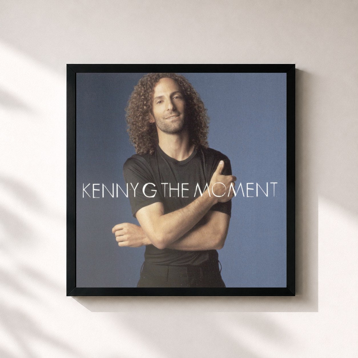 #noir Tableau carré de l'album The Moment de Kenny G, cadre noir 32x32 cm