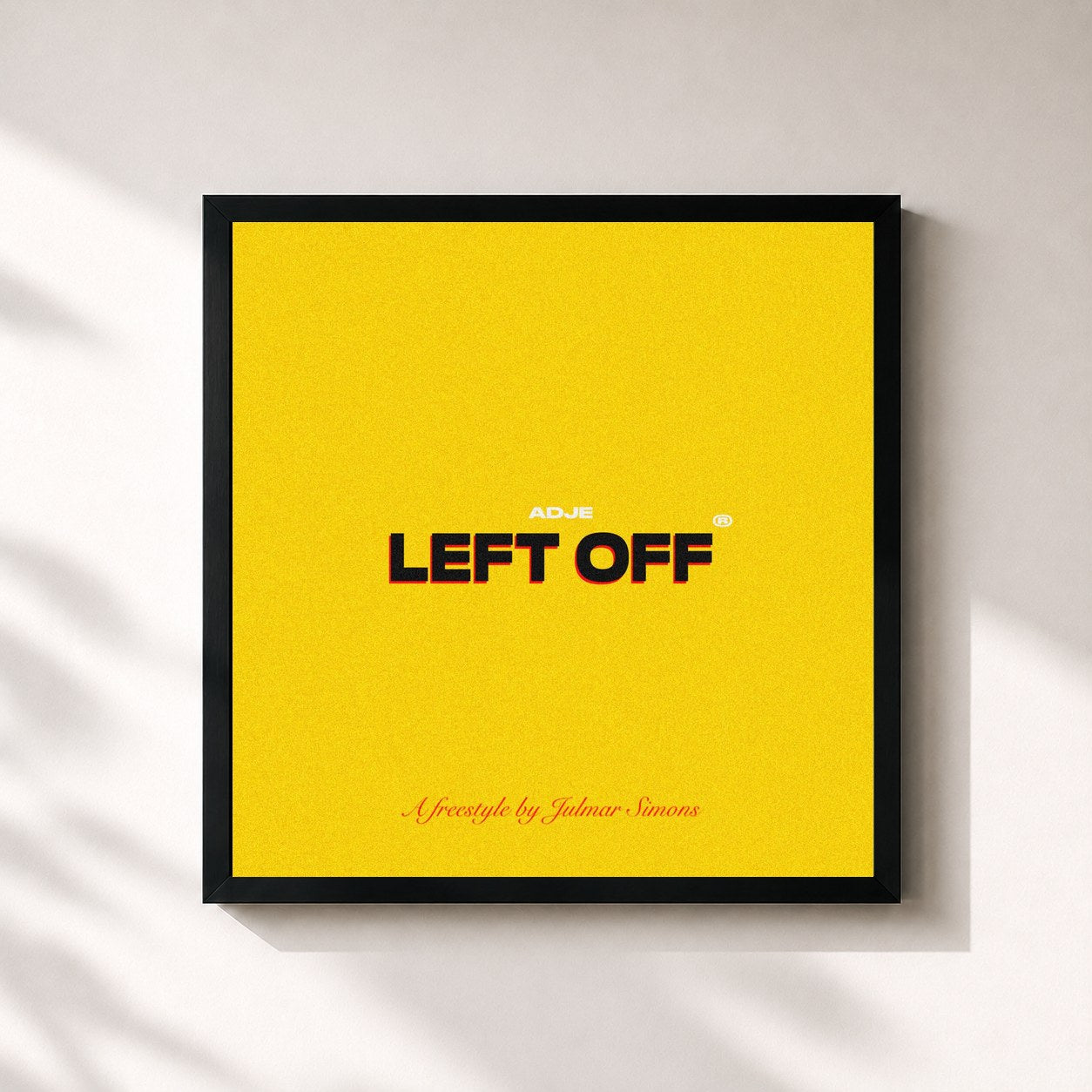 #noir Tableau carré de l'album left off de Adje, cadre noir 32x32 cm