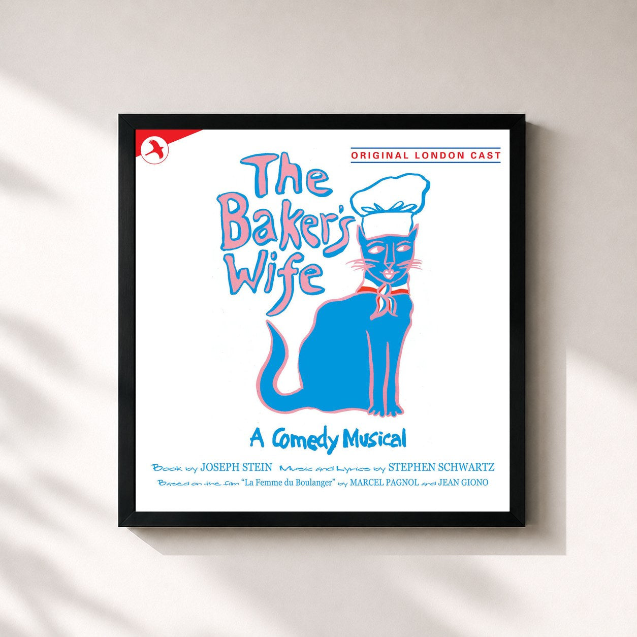 #noir Tableau carré de l'album The Baker's Wife (Original London Cast) de Stephen Schwartz, cadre noir 32x32 cm
