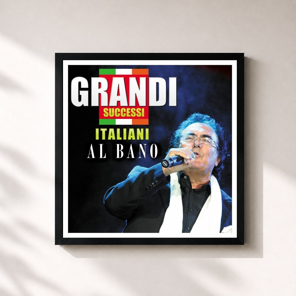 #noir Tableau carré de l'album Al Bano de Al Bano, cadre noir 32x32 cm