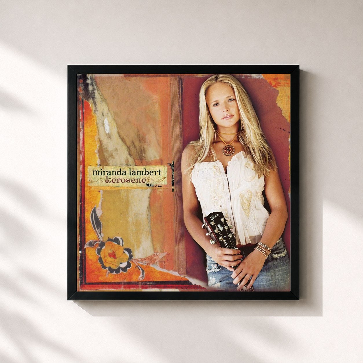 #noir Tableau carré de l'album Kerosene de Miranda Lambert, cadre noir 32x32 cm