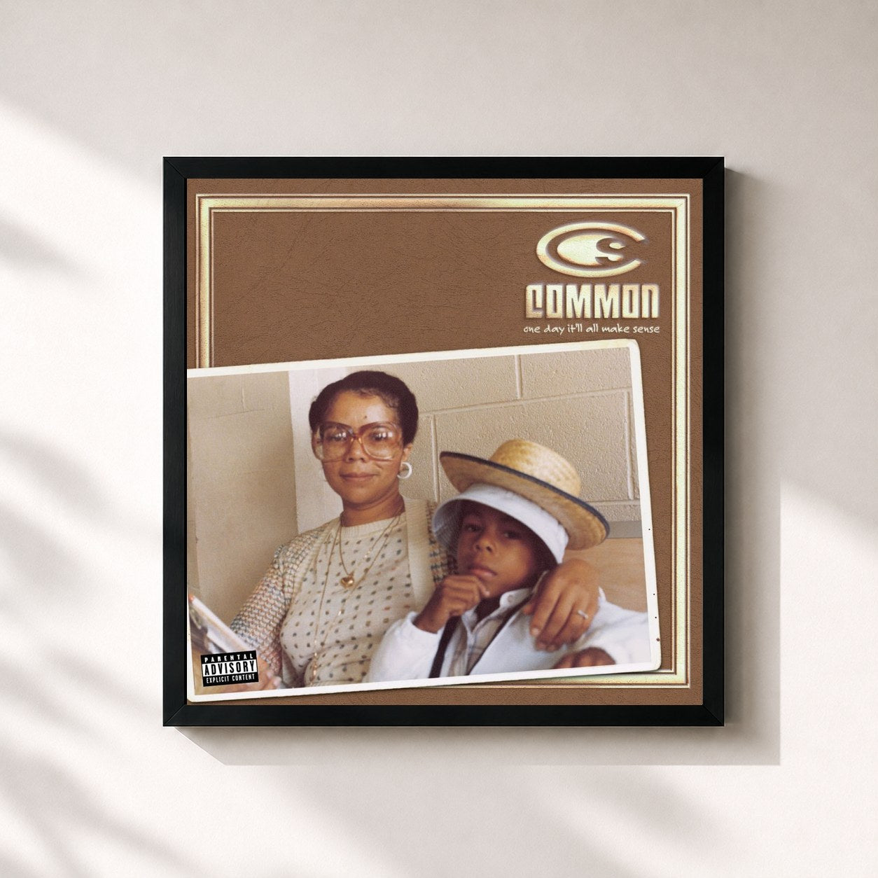 #noir Tableau carré de l'album One Day It'll All Make Sense de Common, cadre noir 32x32 cm