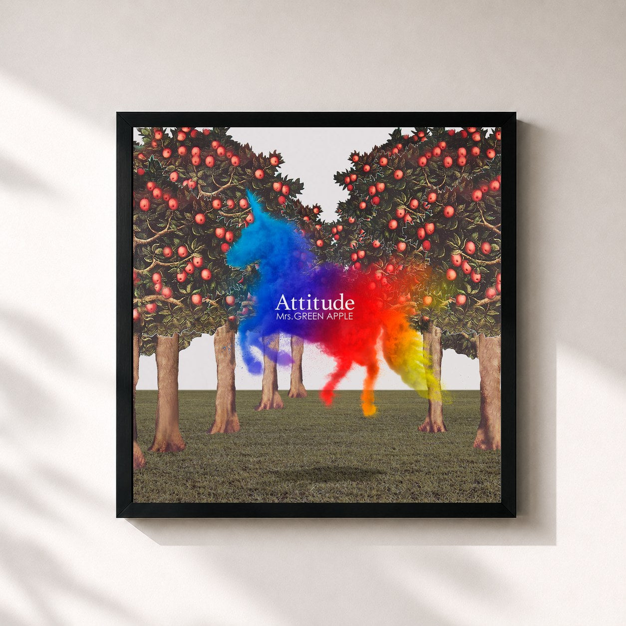 #noir Tableau carré de l'album Attitude de Mrs. Green Apple, cadre noir 32x32 cm