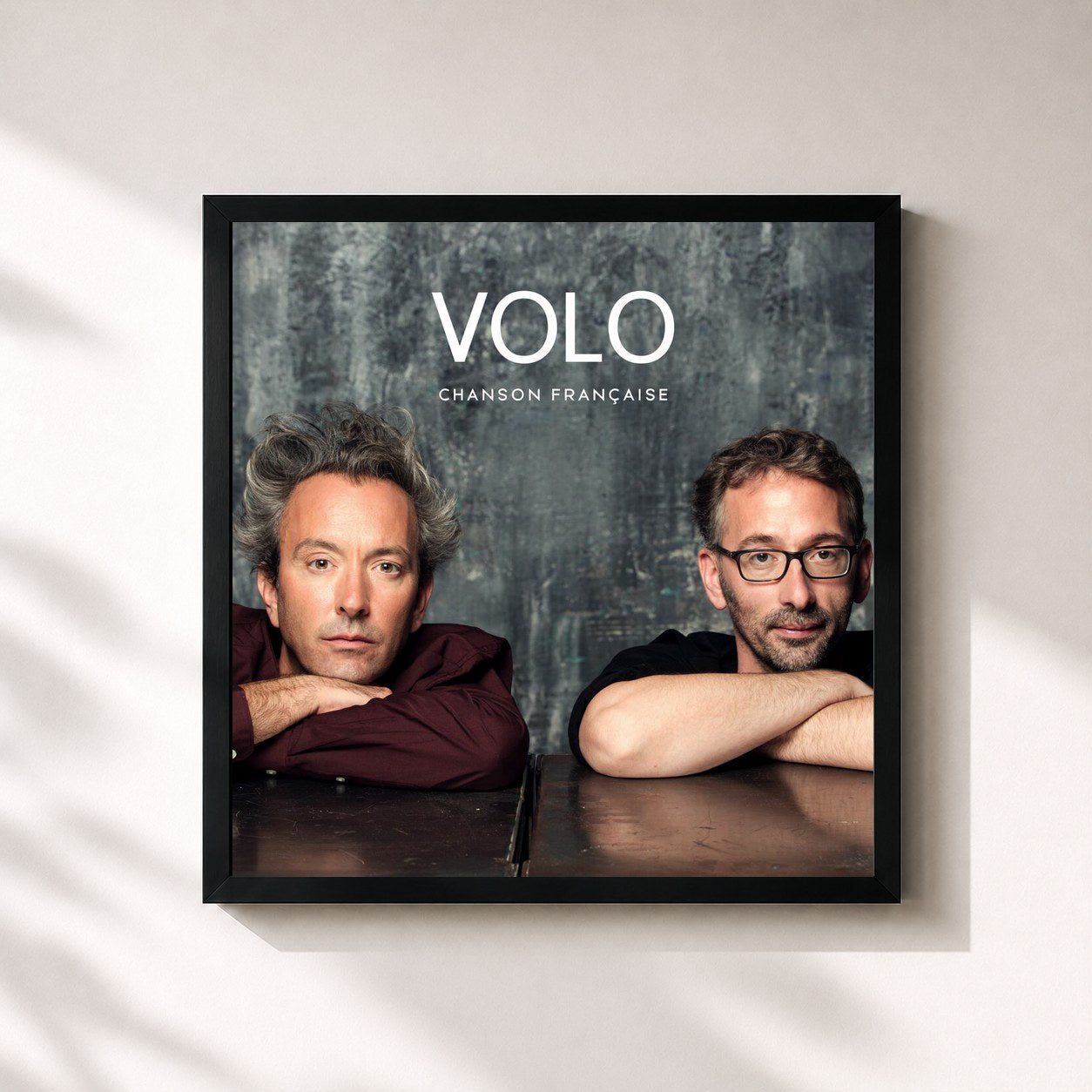 #noir Tableau carré de l'album Chanson française de Volo, cadre noir 32x32 cm