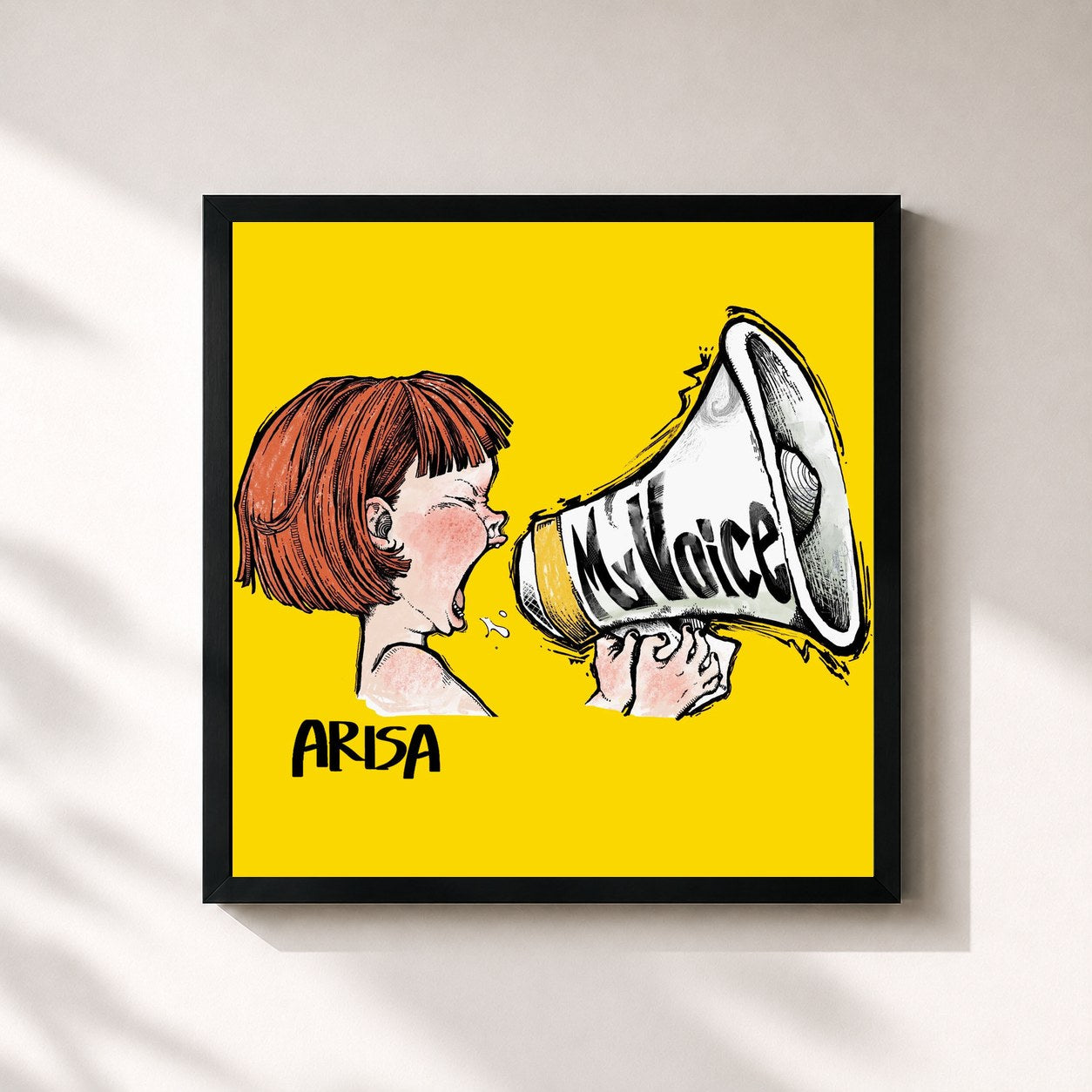#noir Tableau carré de l'album My Voice de Arisa, cadre noir 32x32 cm