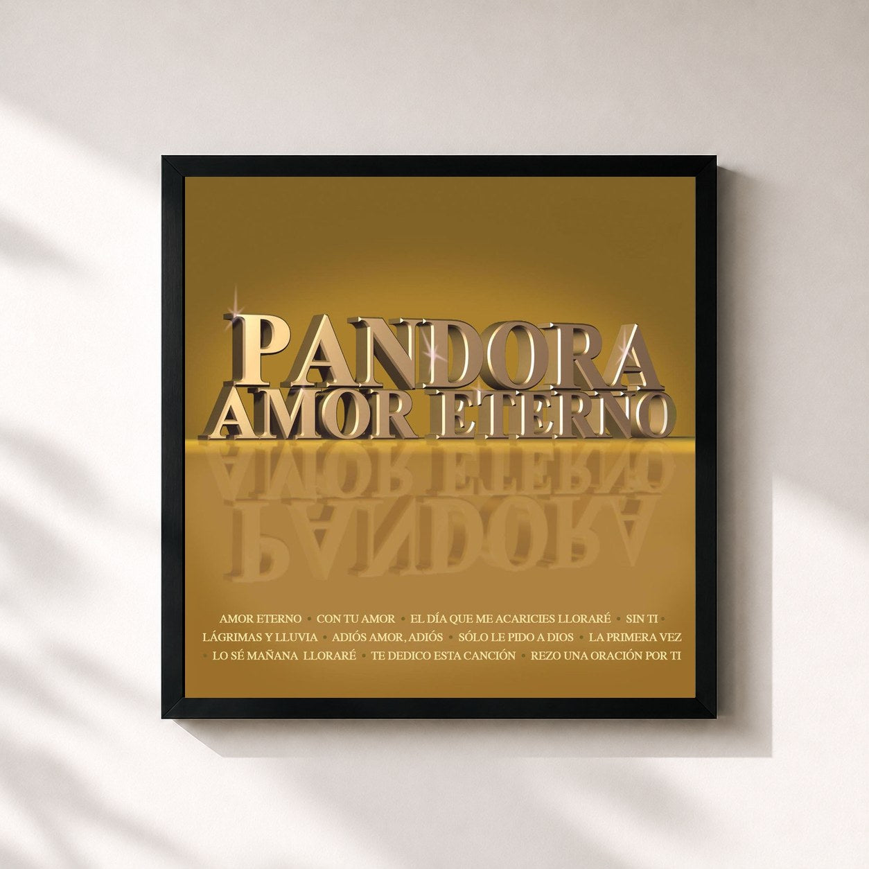 #noir Tableau carré de l'album Amor Eterno de Pandora, cadre noir 32x32 cm