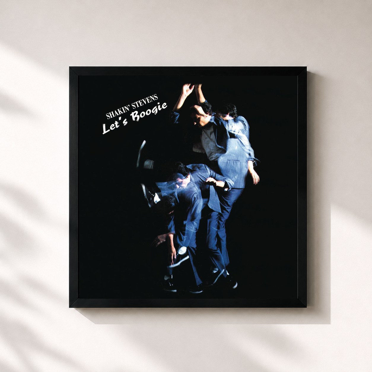 #noir Tableau carré de l'album Let's Boogie de Shakin' Stevens, cadre noir 32x32 cm