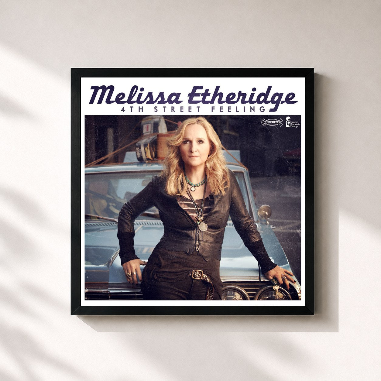 #noir Tableau carré de l'album 4th Street Feeling de Melissa Etheridge, cadre noir 32x32 cm
