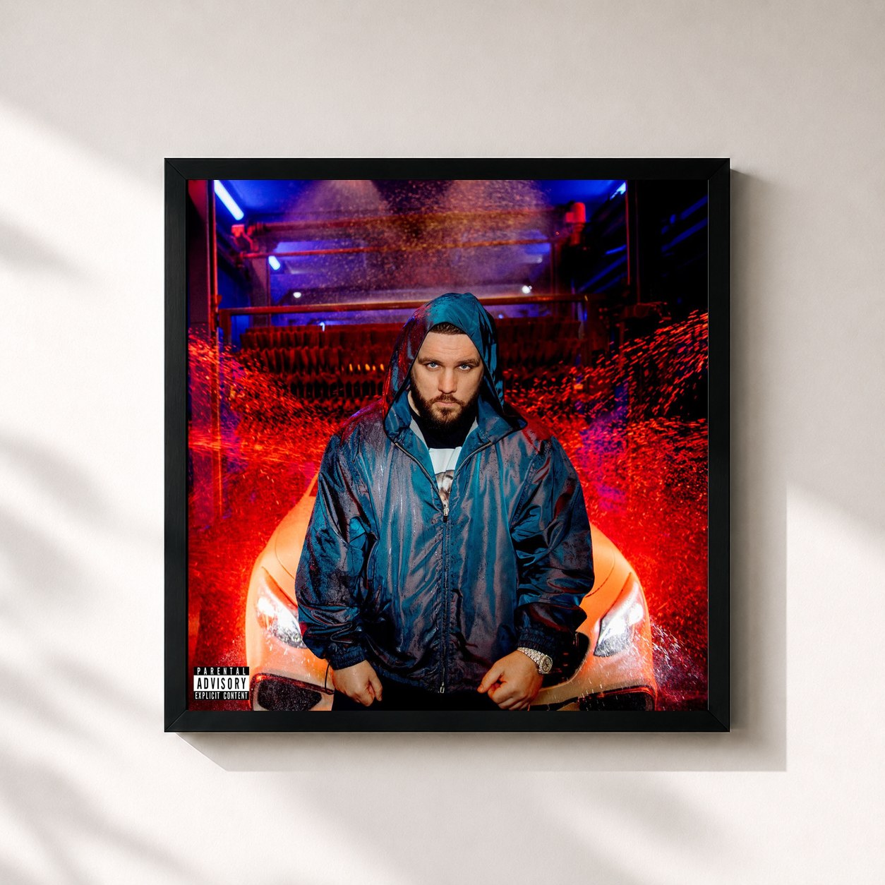 #noir Tableau carré de l'album ATLANTIS de Fler, cadre noir 32x32 cm