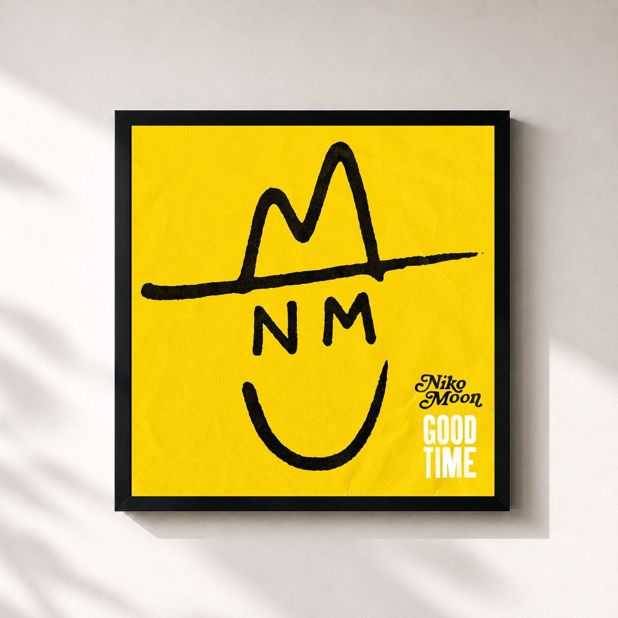 #noir Tableau carré de l'album GOOD TIME de Niko Moon, cadre noir 32x32 cm