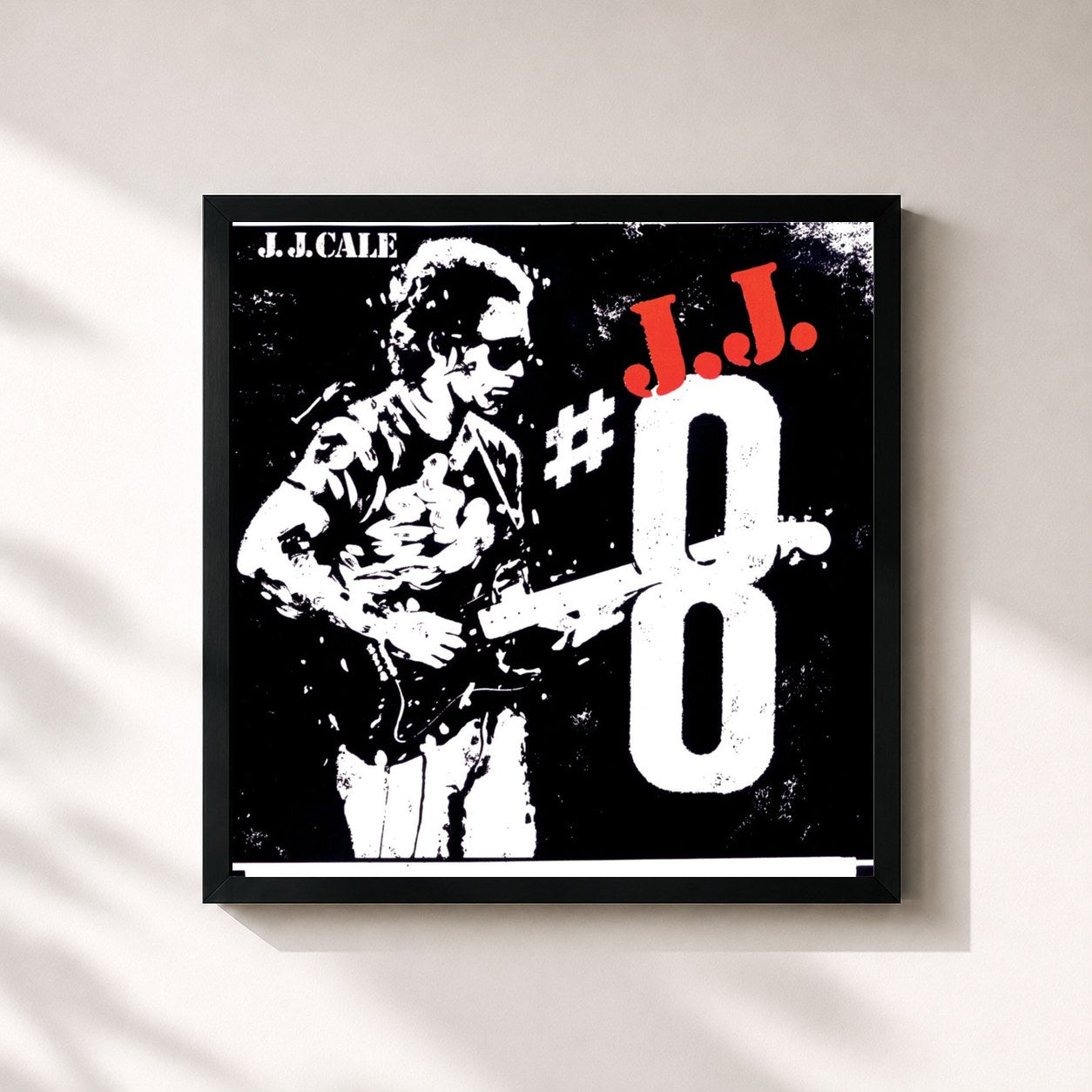 #noir Tableau carré de l'album #8 de J.J. Cale, cadre noir 32x32 cm