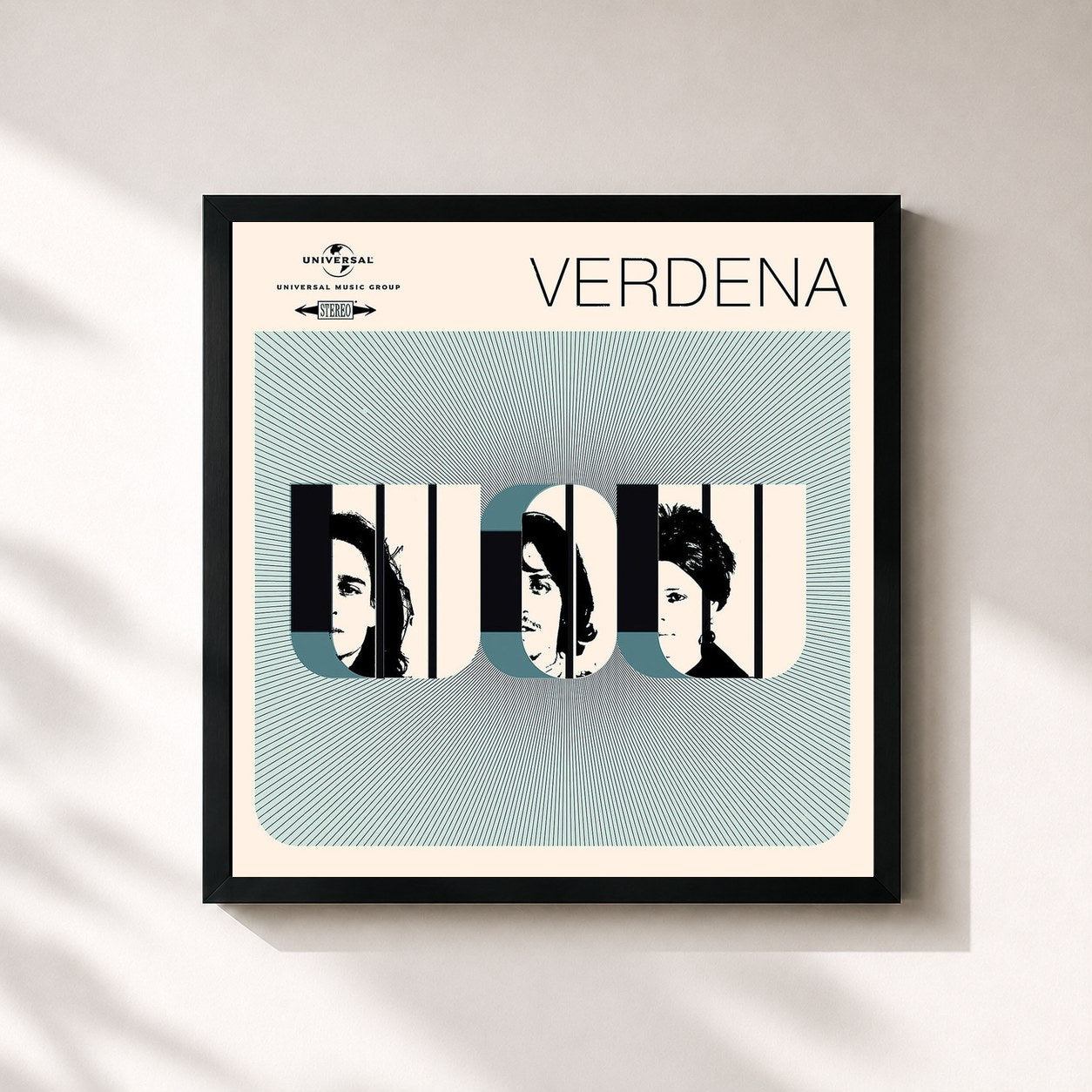 #noir Tableau carré de l'album Wow (CD1 + CD2) de Verdena, cadre noir 32x32 cm