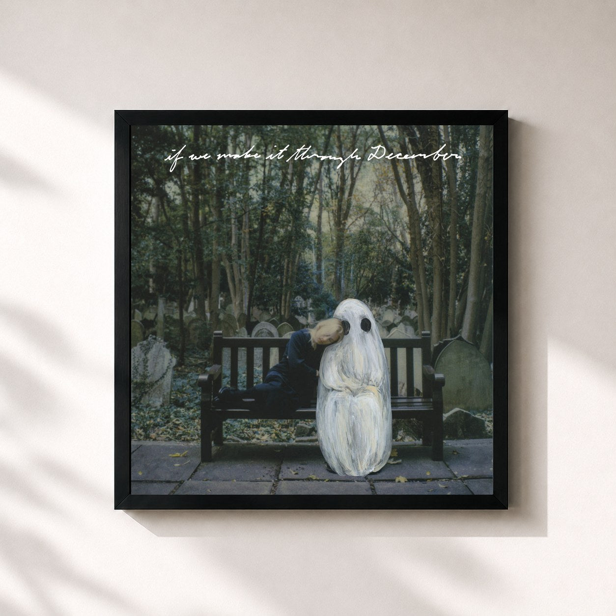 #noir Tableau carré de l'album If We Make It Through December de Phoebe Bridgers, cadre noir 32x32 cm