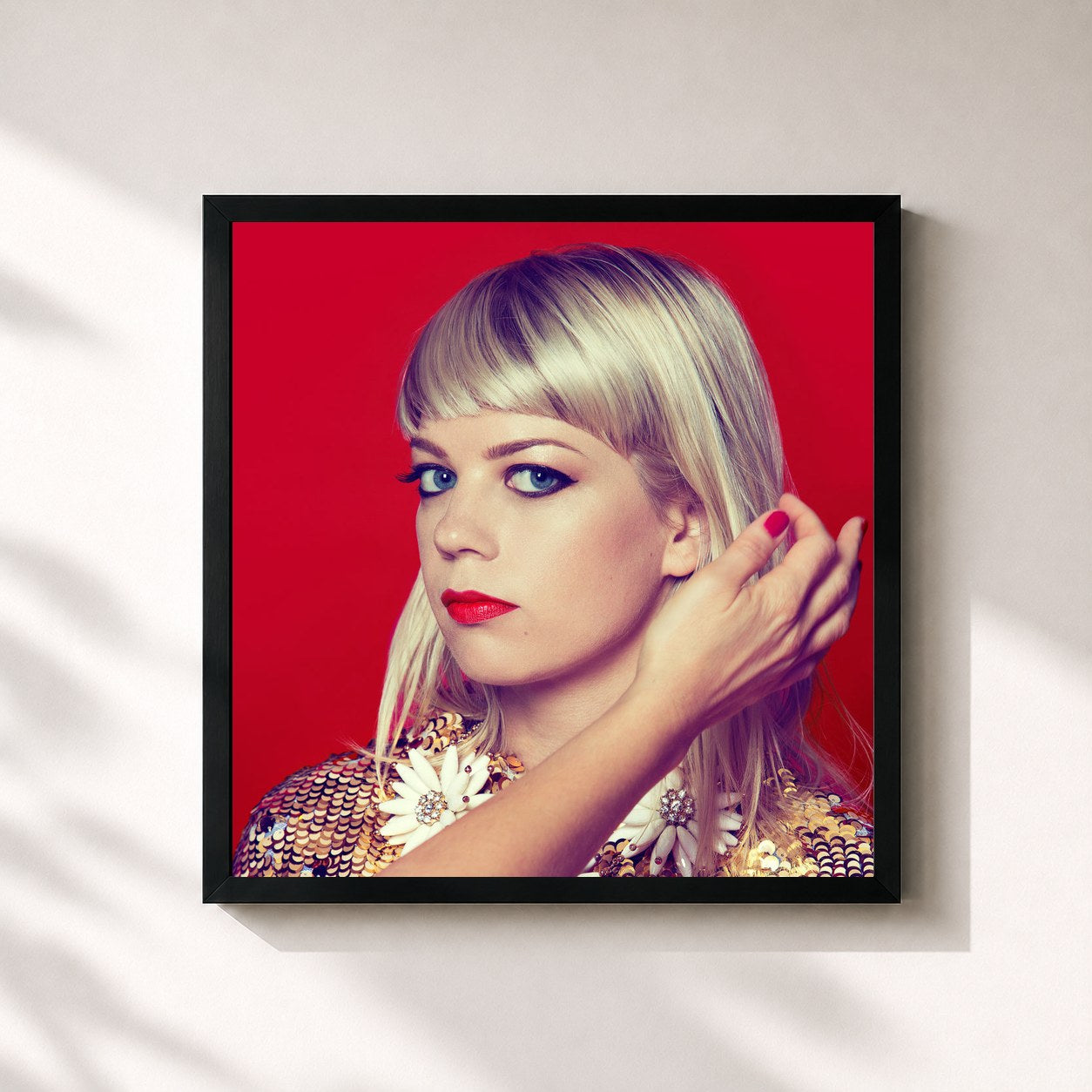 #noir Tableau carré de l'album Good Advice de Basia Bulat, cadre noir 32x32 cm