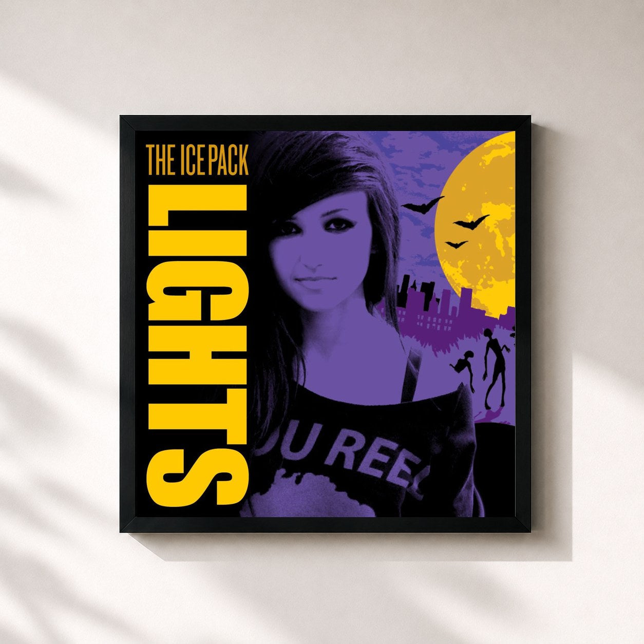 #noir Tableau carré de l'album The Ice Pack de LIGHTS, cadre noir 32x32 cm