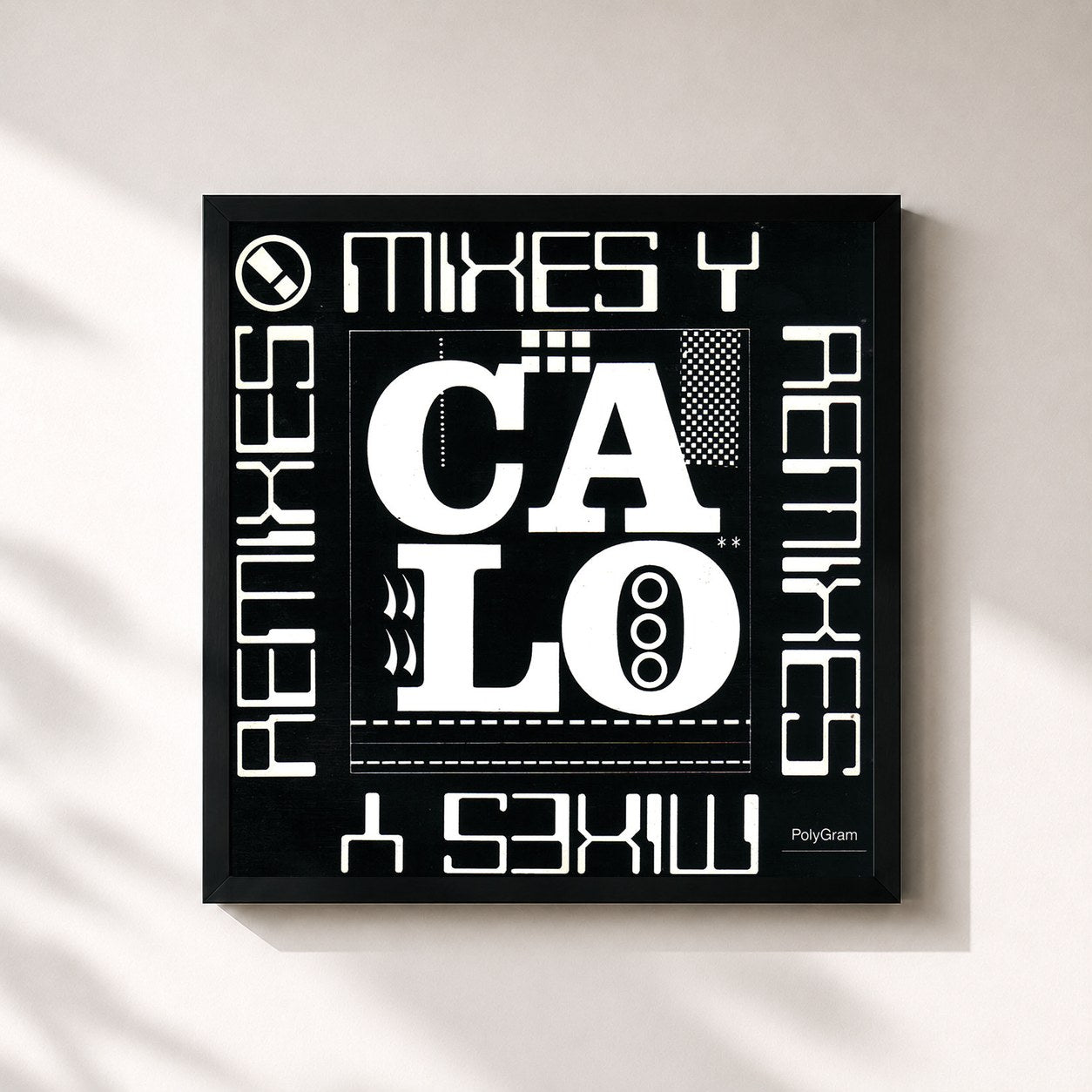 #noir Tableau carré de l'album Mixes Y Remixes de Calo, cadre noir 32x32 cm