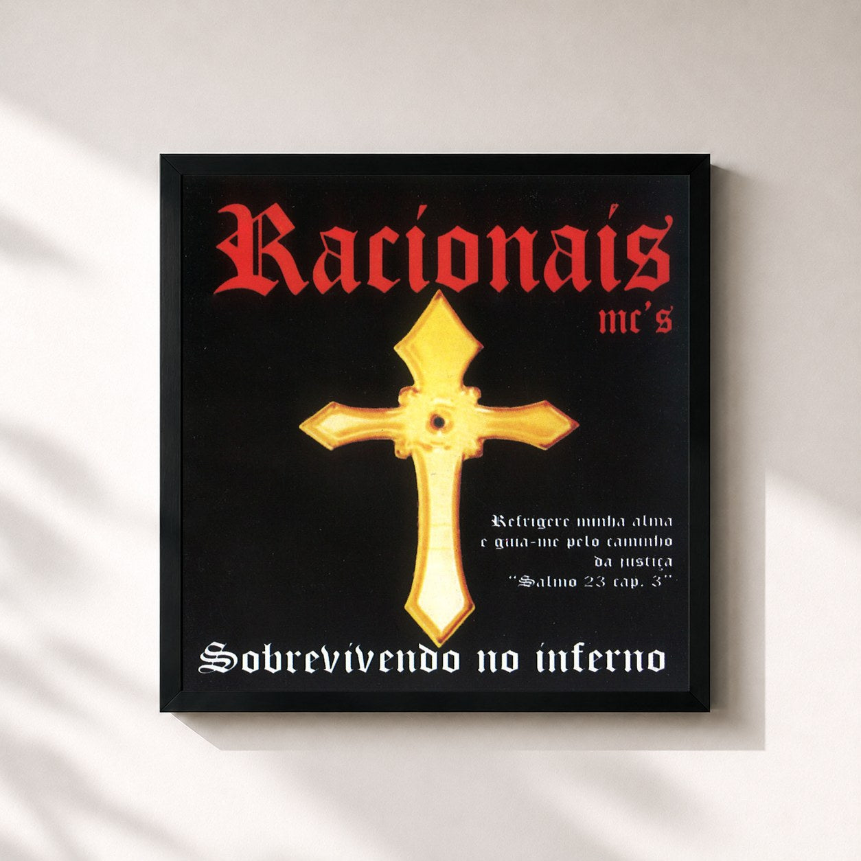 #noir Tableau carré de l'album Sobrevivendo no Inferno de Racionais MC's, cadre noir 32x32 cm