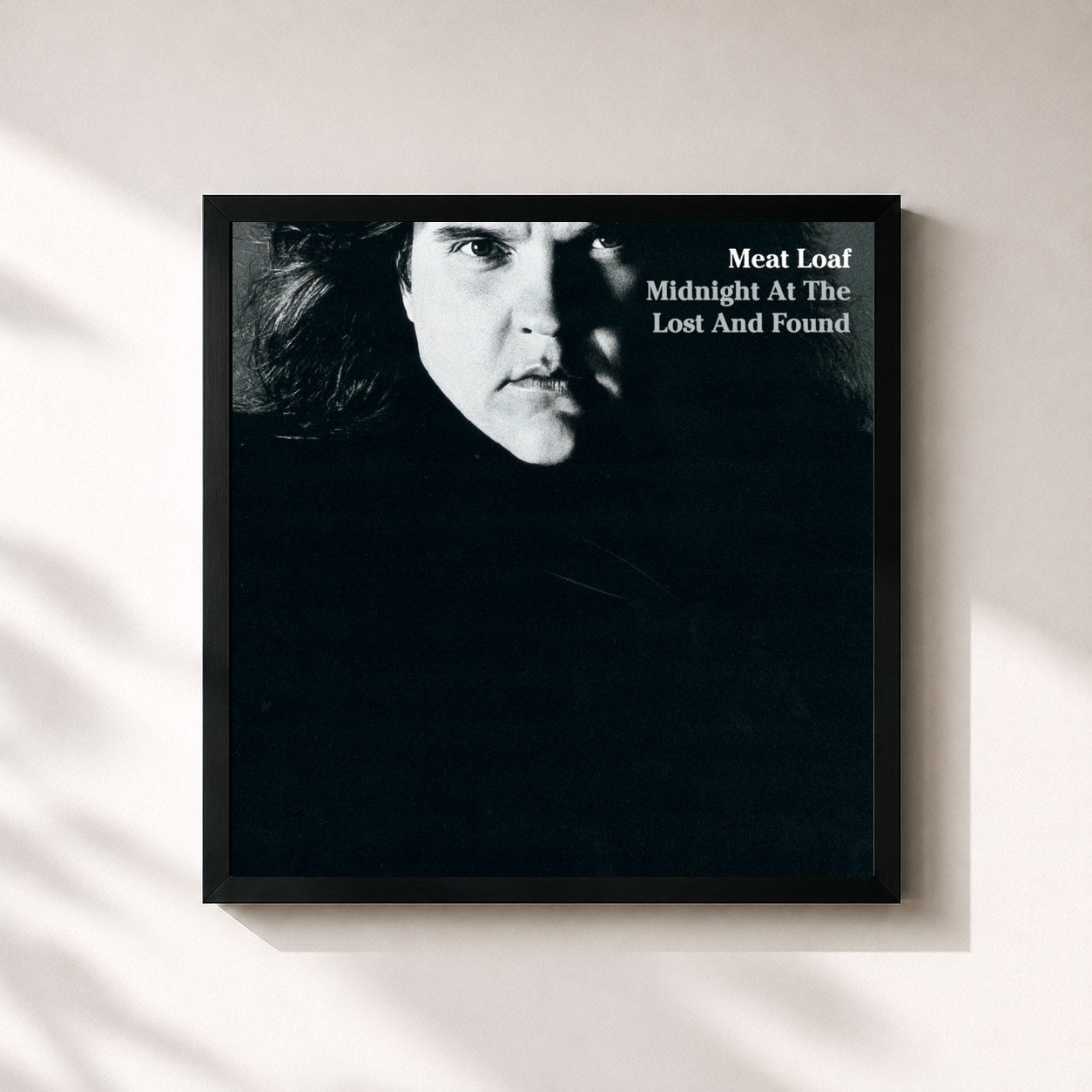 #noir Tableau carré de l'album Midnight At The Lost And Found de Meat Loaf, cadre noir 32x32 cm