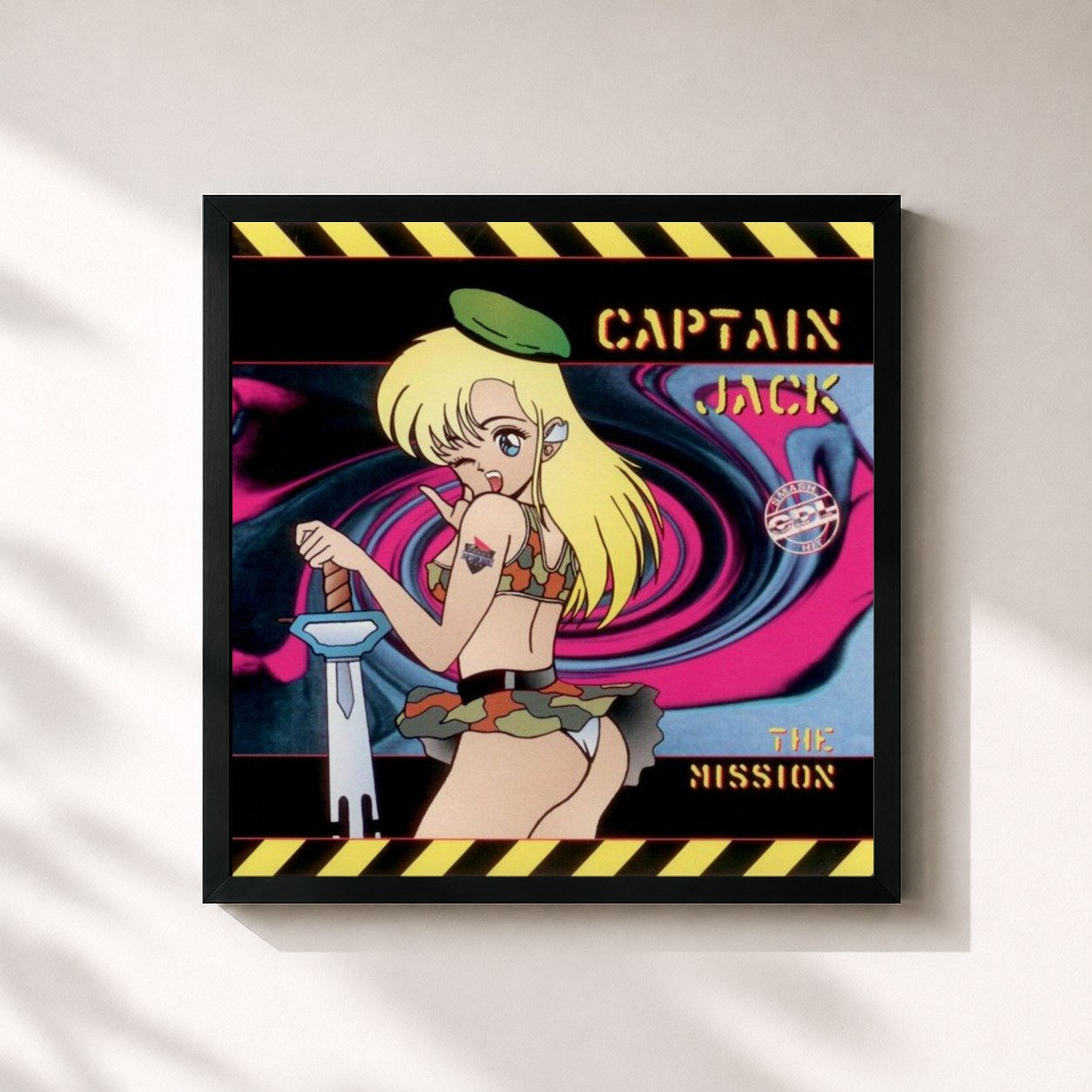 #noir Tableau carré de l'album The Mission de Captain Jack, cadre noir 32x32 cm