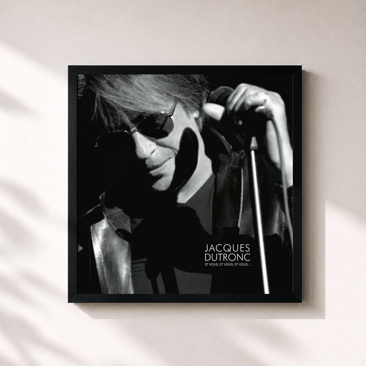 #noir Tableau carré de l'album Et Vous, Et Vous, Et Vous de Jacques Dutronc, cadre noir 32x32 cm