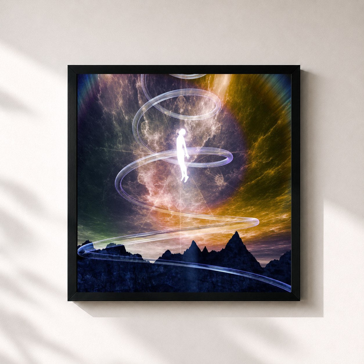 #noir Tableau carré de l'album Light Path 8 de KILLY, cadre noir 32x32 cm