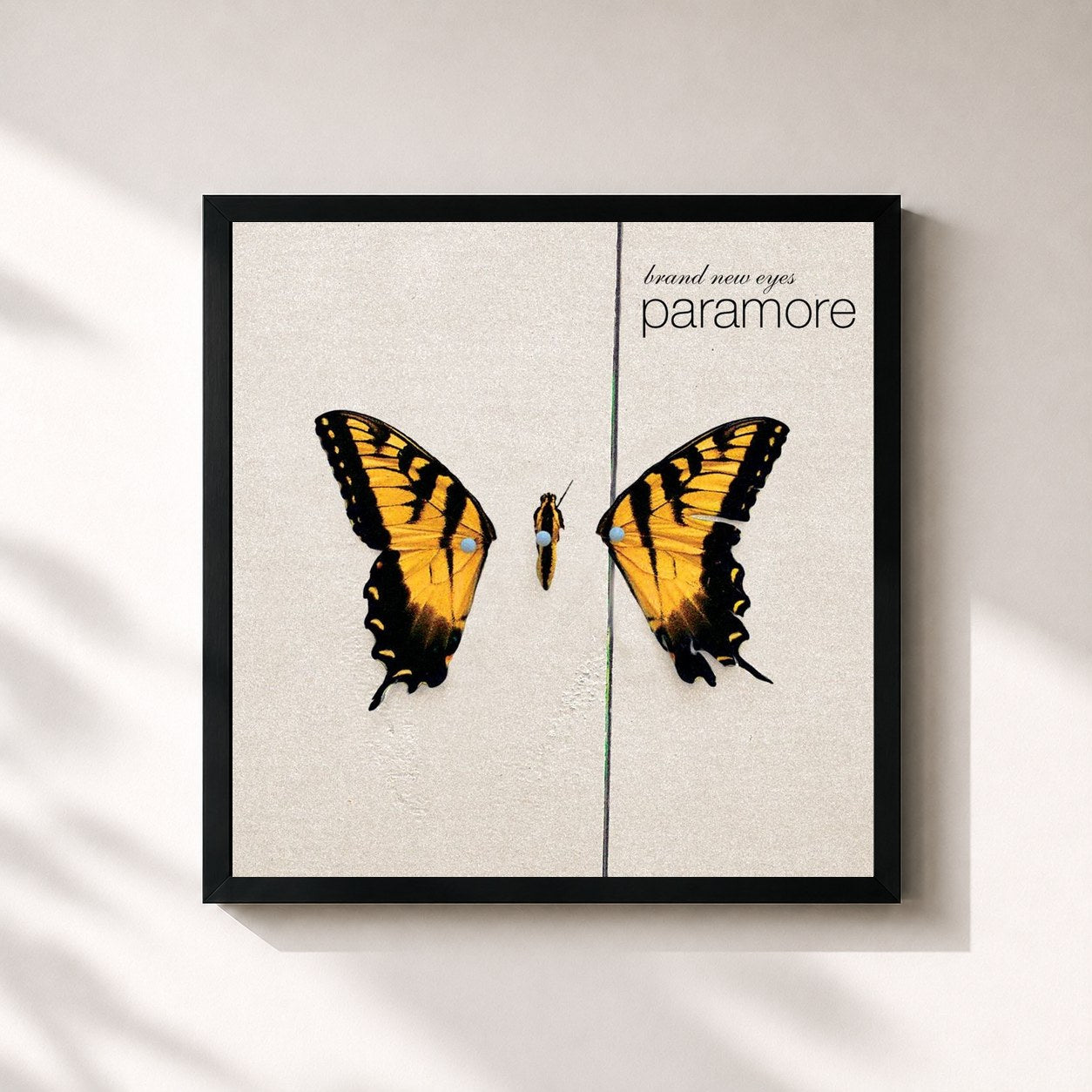 #noir Tableau carré de l'album Brand New Eyes de Paramore, cadre noir 32x32 cm