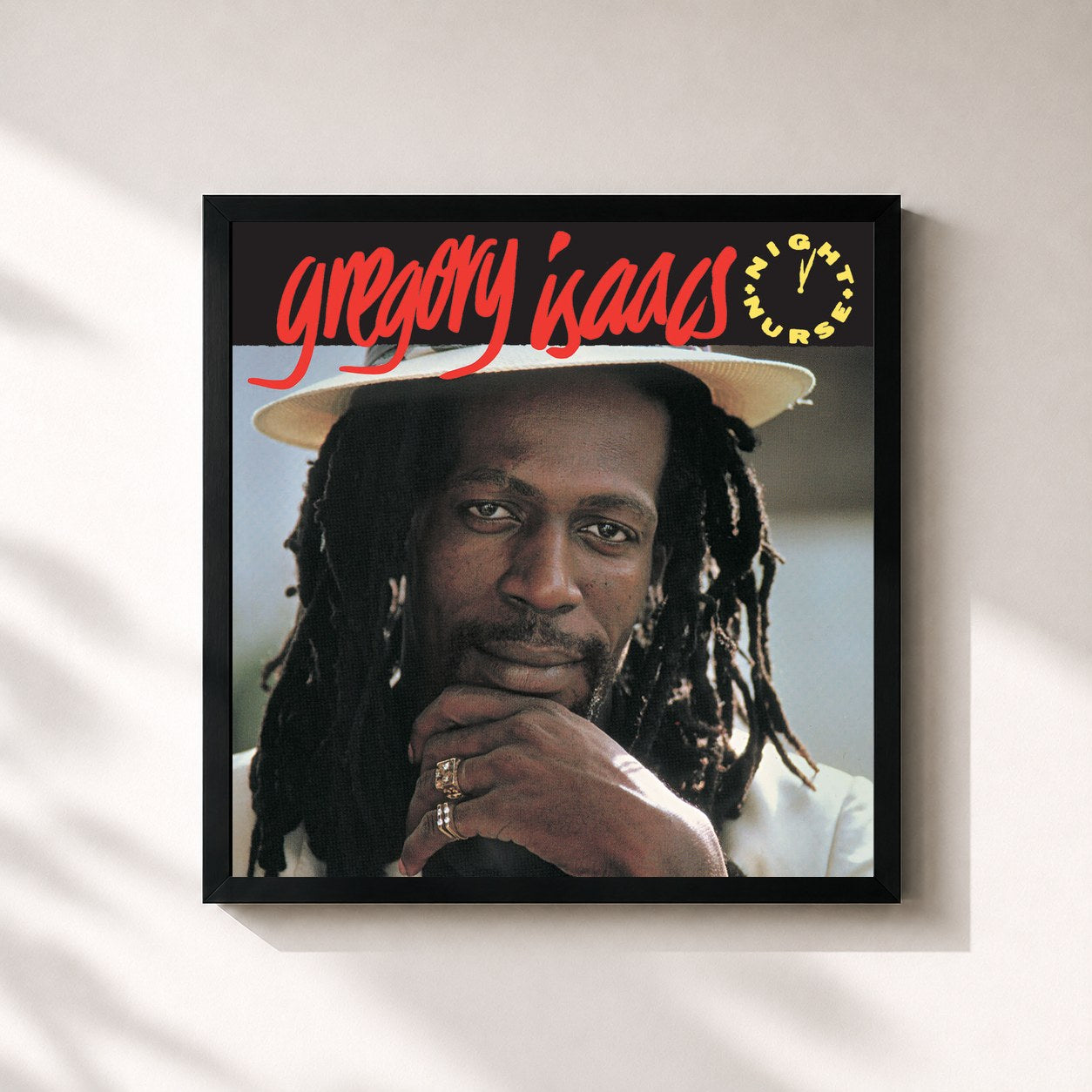 #noir Tableau carré de l'album Night Nurse (Expanded Edition) de Gregory Isaacs, cadre noir 32x32 cm