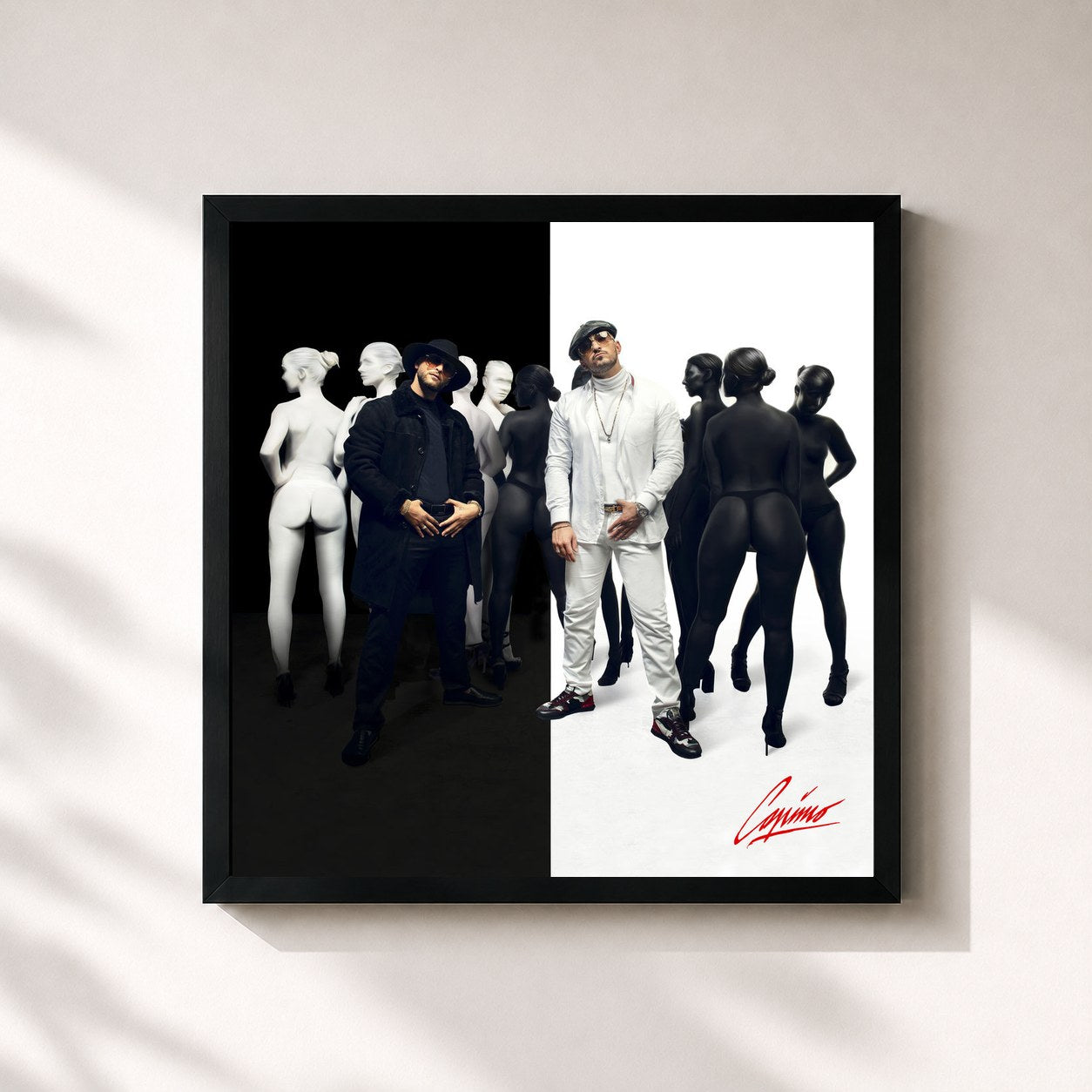 #noir Tableau carré de l'album Capimo de Nimo, cadre noir 32x32 cm