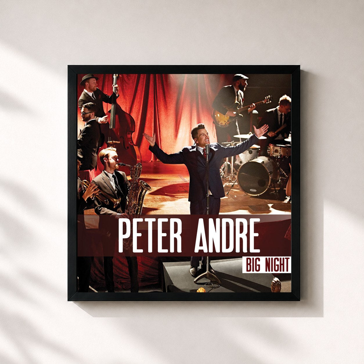 #noir Tableau carré de l'album Big Night de Peter Andre, cadre noir 32x32 cm