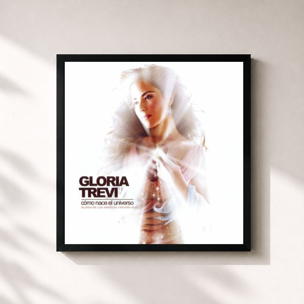 #noir Tableau carré de l'album Como Nace El Universo de Gloria Trevi, cadre noir 32x32 cm