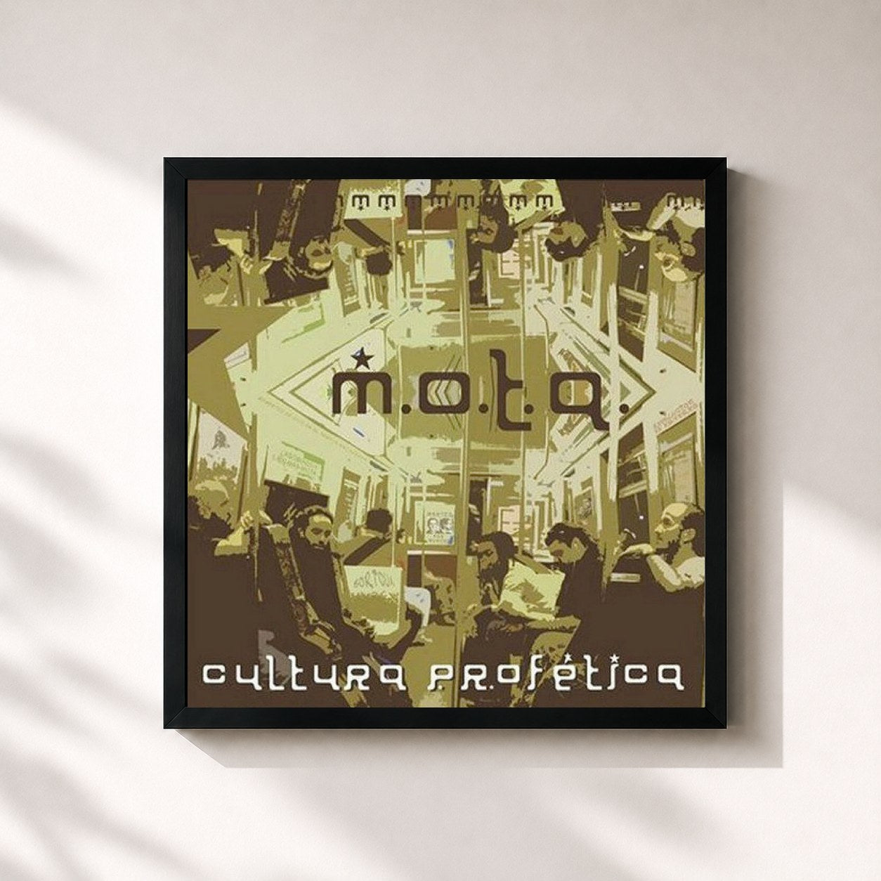 #noir Tableau carré de l'album M. O. T. A. de Cultura Profética, cadre noir 32x32 cm