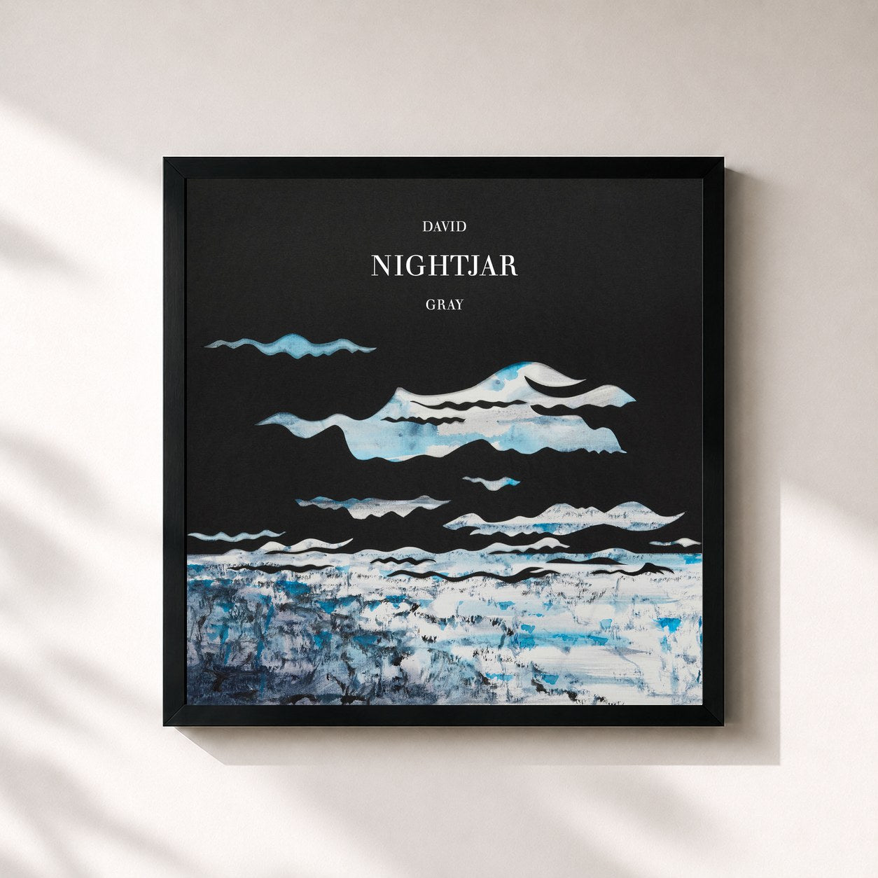 #noir Tableau carré de l'album Nightjar de David Gray, cadre noir 32x32 cm