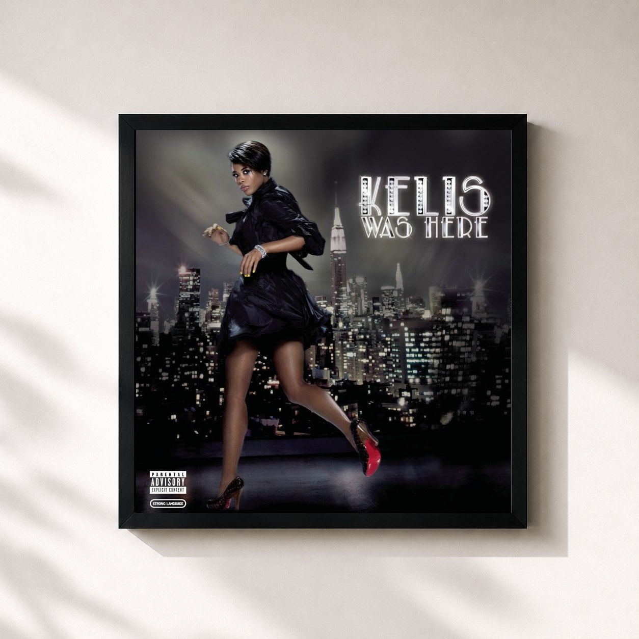 #noir Tableau carré de l'album Kelis Was Here de Kelis, cadre noir 32x32 cm
