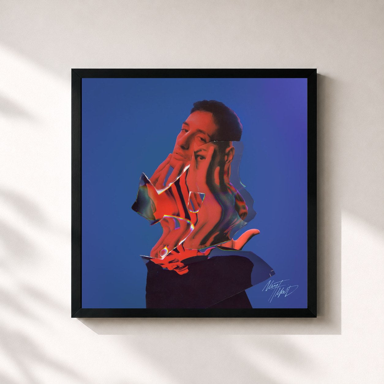 #noir Tableau carré de l'album MOOD de Nayt, cadre noir 32x32 cm